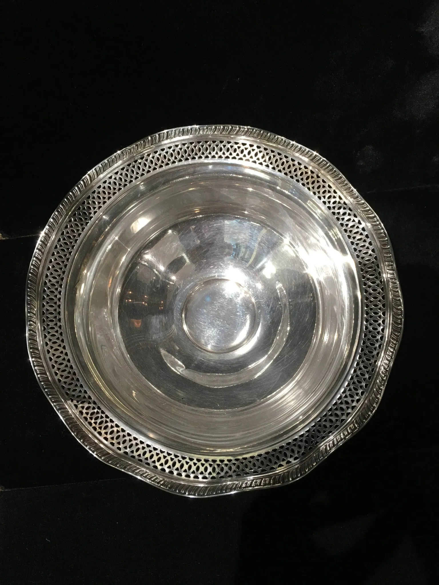 Antique 1930s Sterling Silver Compote Pierced Candy Dish Filigree Bowl Weighted - $3K VALUE*