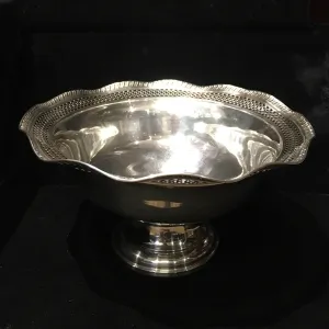 Antique 1930s Sterling Silver Compote Pierced Candy Dish Filigree Bowl Weighted - $3K VALUE*