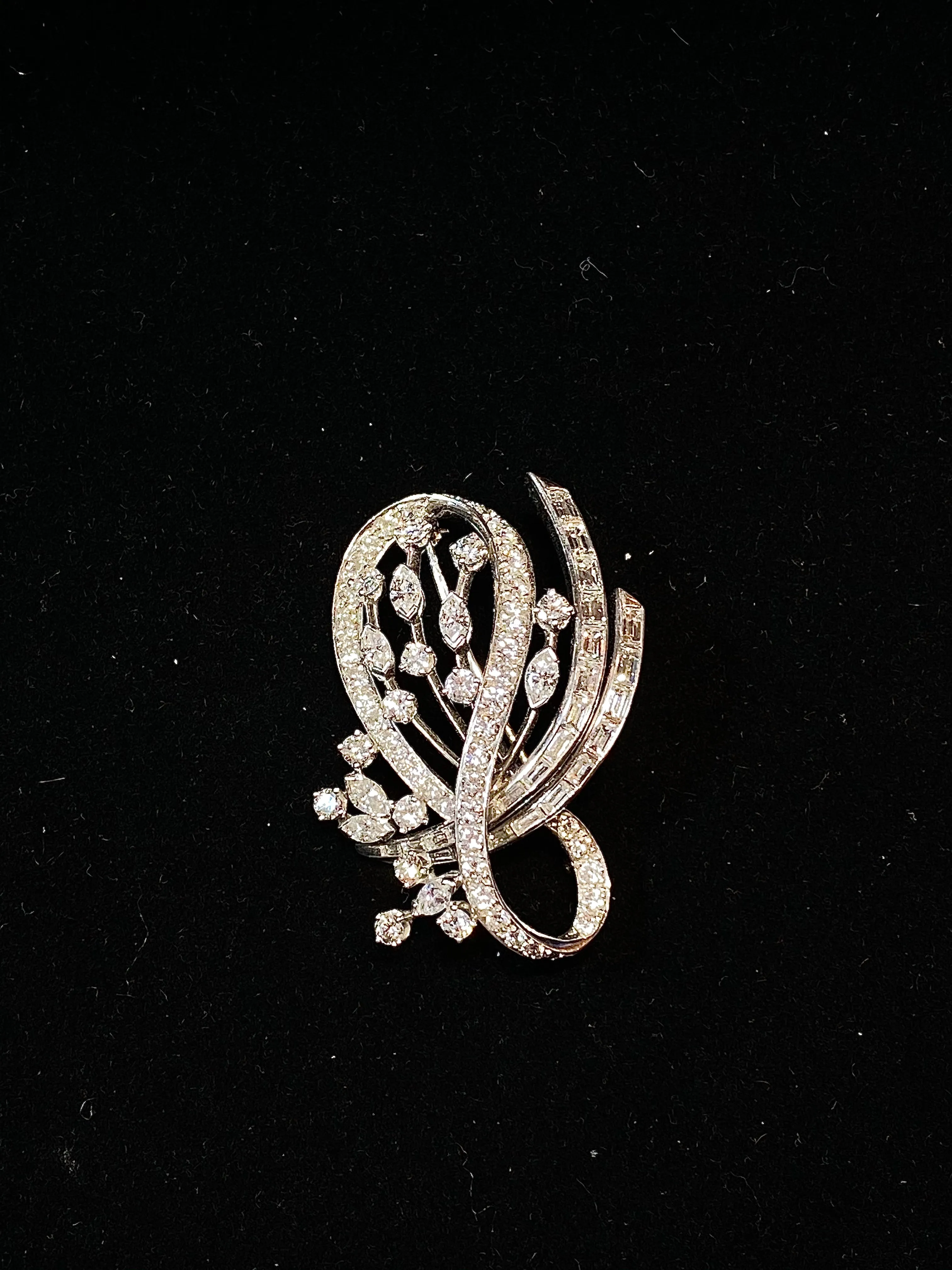 Antique Designer Platinum 70 Different Shape Diamonds Brooch/Pin w $60K COA!}