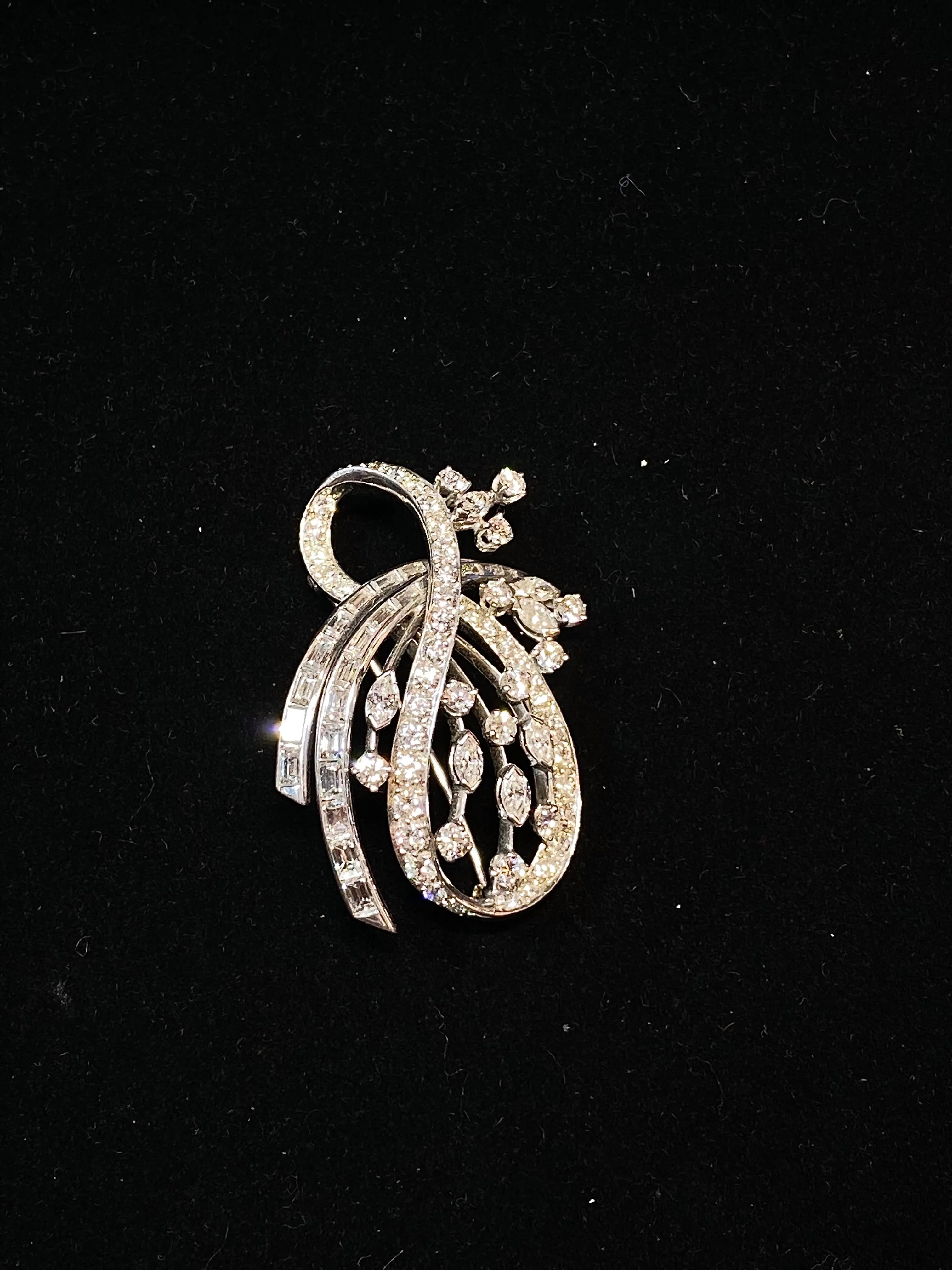 Antique Designer Platinum 70 Different Shape Diamonds Brooch/Pin w $60K COA!}