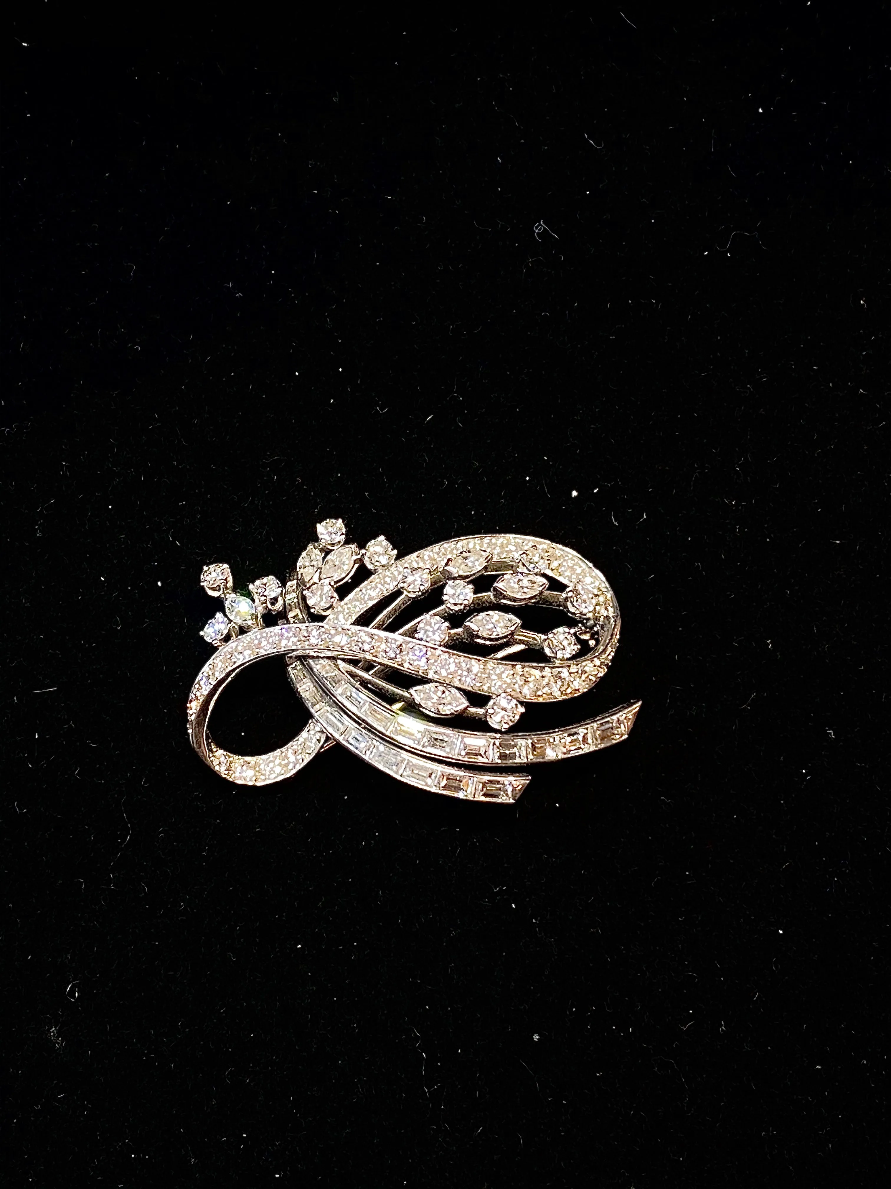 Antique Designer Platinum 70 Different Shape Diamonds Brooch/Pin w $60K COA!}