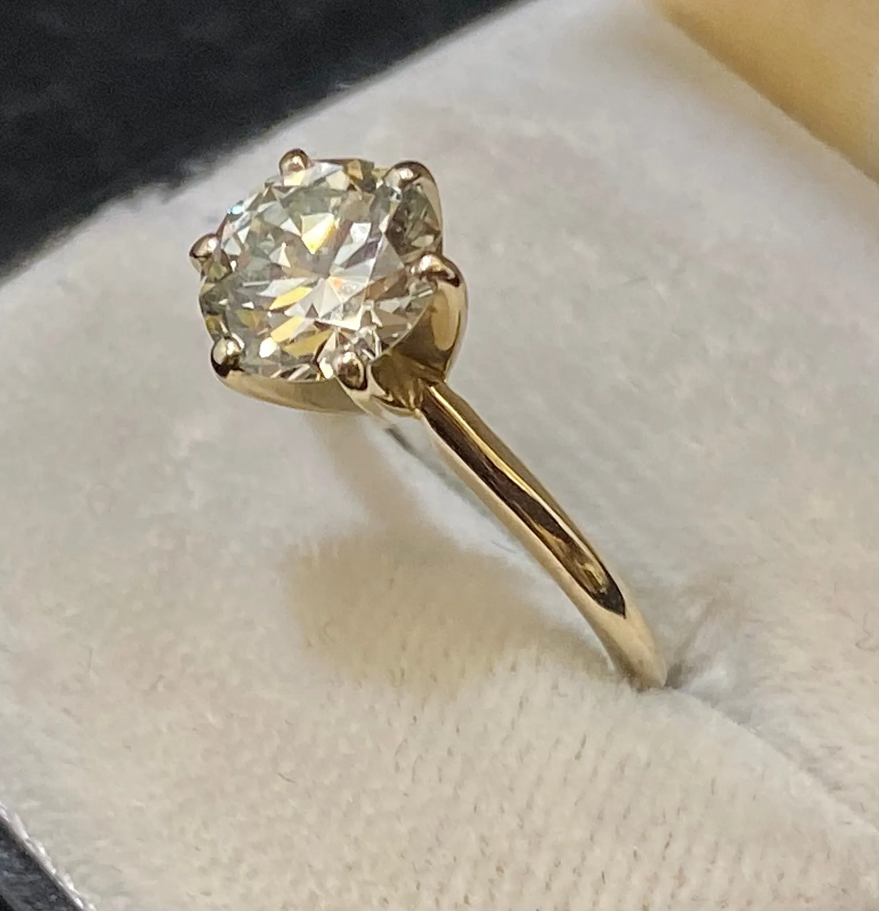 Antique Designer Solid YG Old Mine Diamond Solitaire Engagement Ring - $60K Appraisal Value w/CoA}