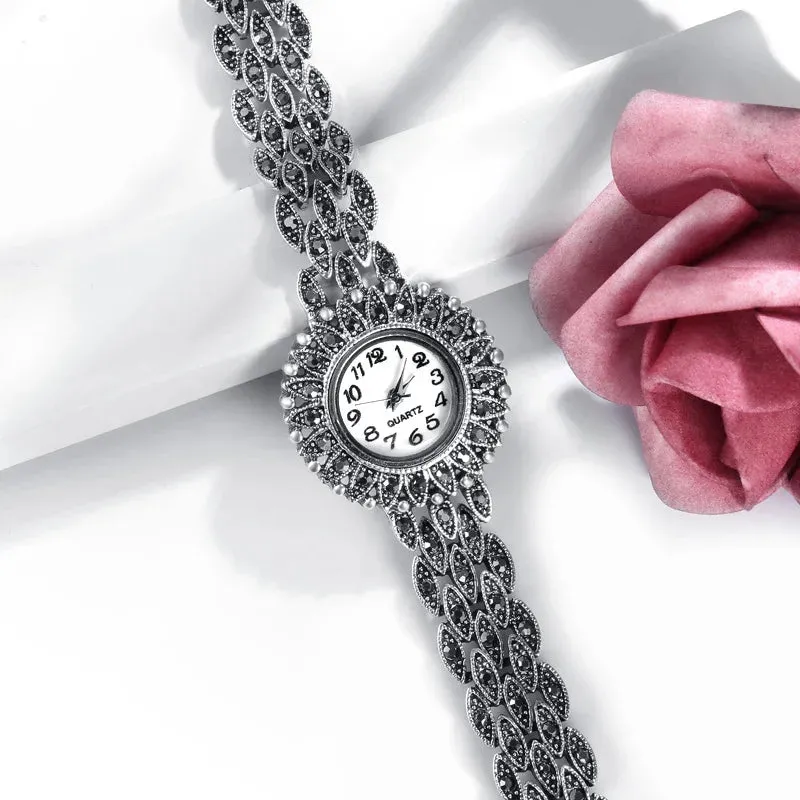 Antique Tibetan Silver Quartz Women's Watch