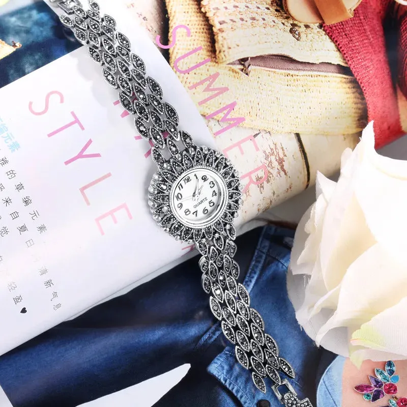 Antique Tibetan Silver Quartz Women's Watch