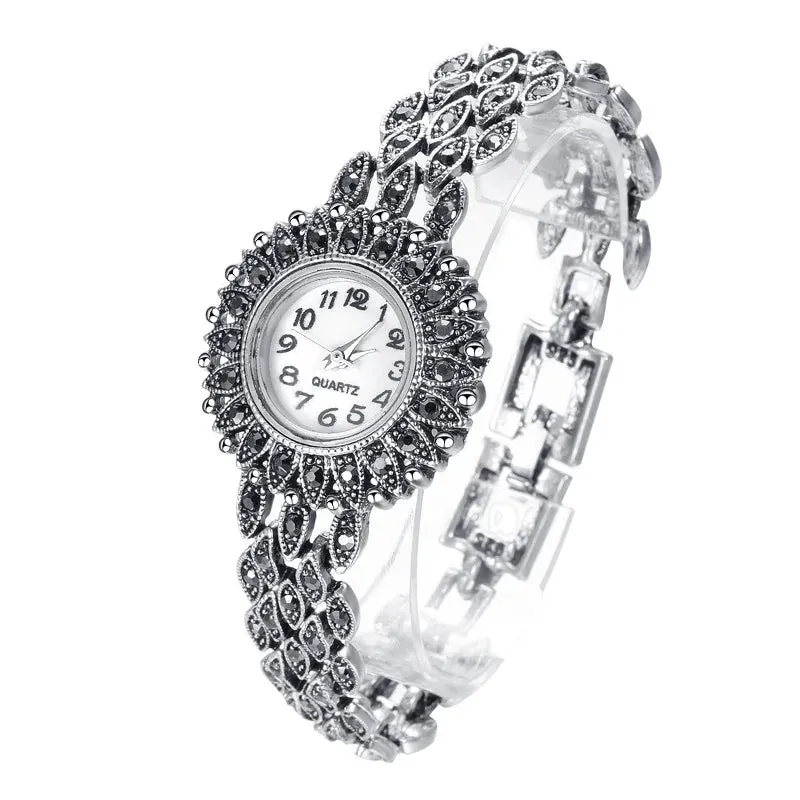 Antique Tibetan Silver Quartz Women's Watch