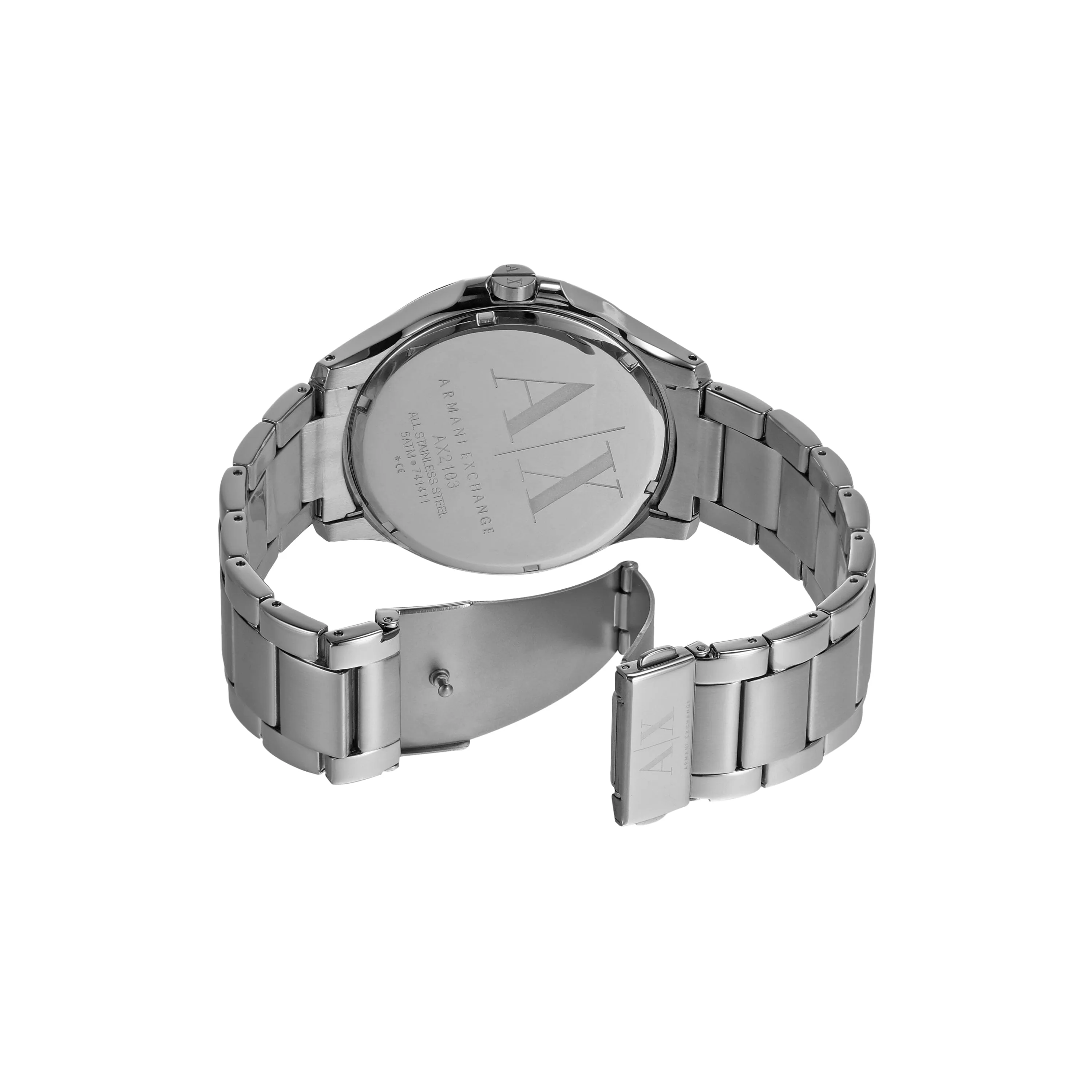 Armani Exchange Hampton Black Face Silver Band Watch - AX2103