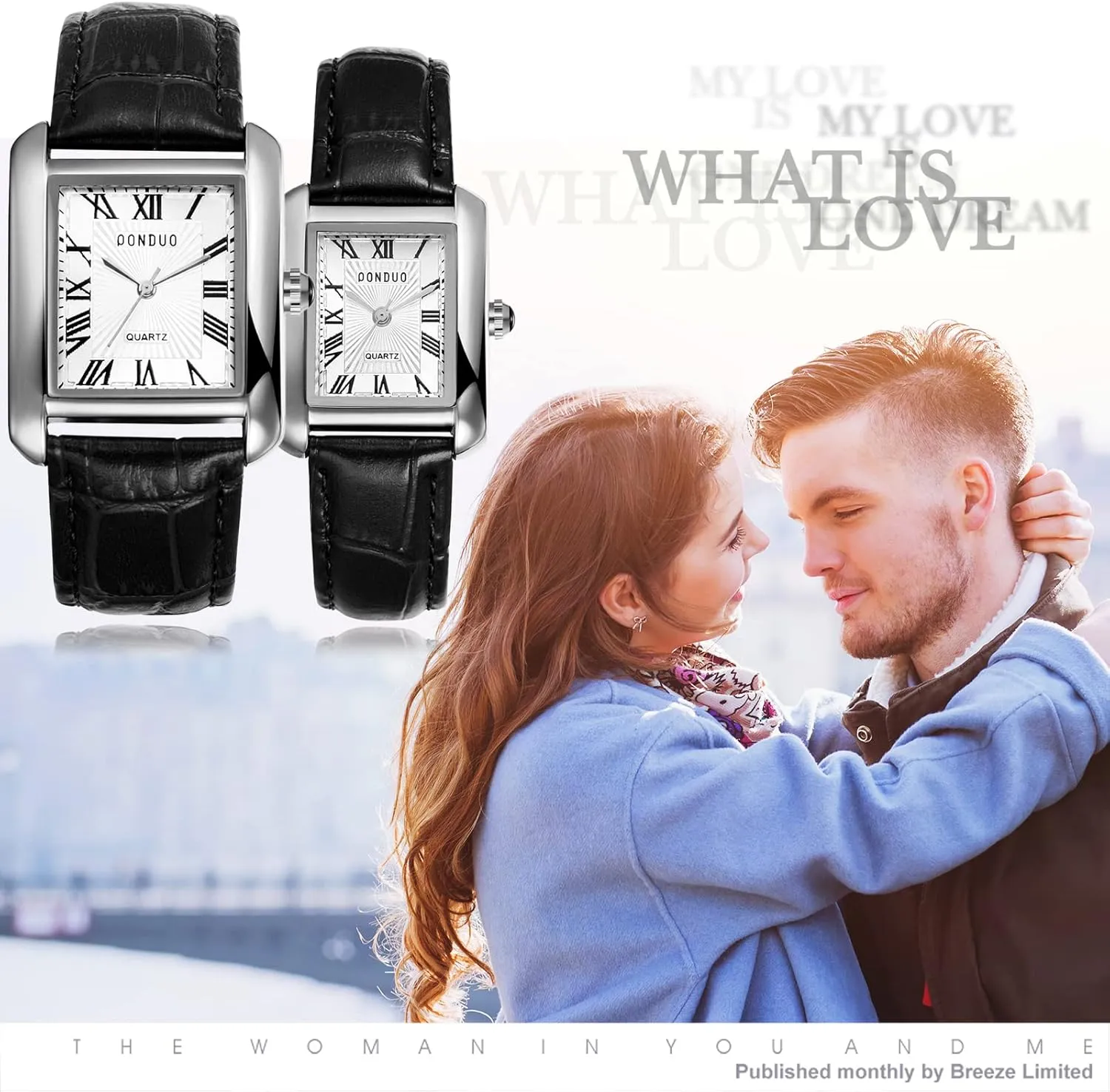 Avaner Men's Square Cuff Watch - Roman Numeral Couple Watches, Analog Quartz Retro Watch for Men and Women