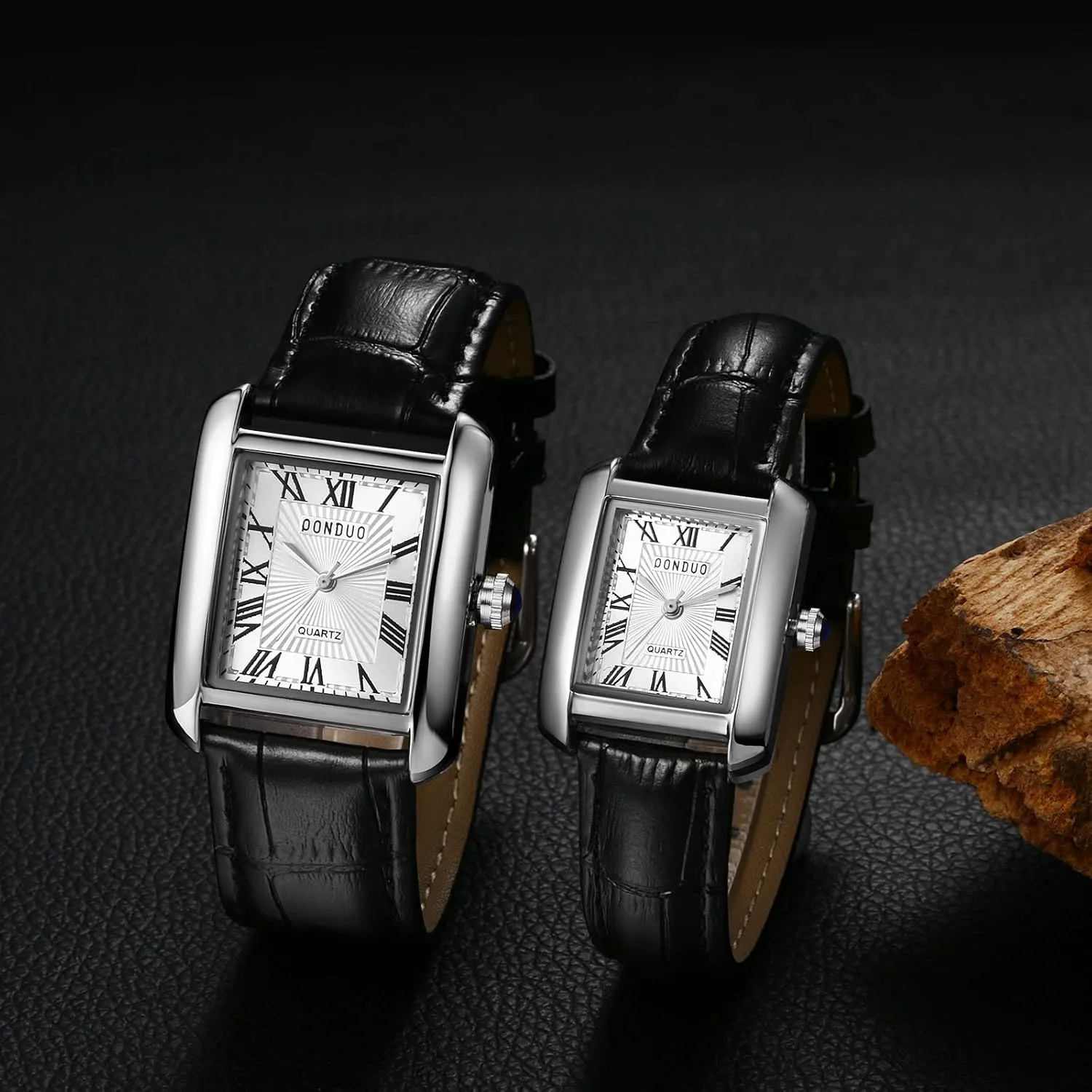 Avaner Men's Square Cuff Watch - Roman Numeral Couple Watches, Analog Quartz Retro Watch for Men and Women