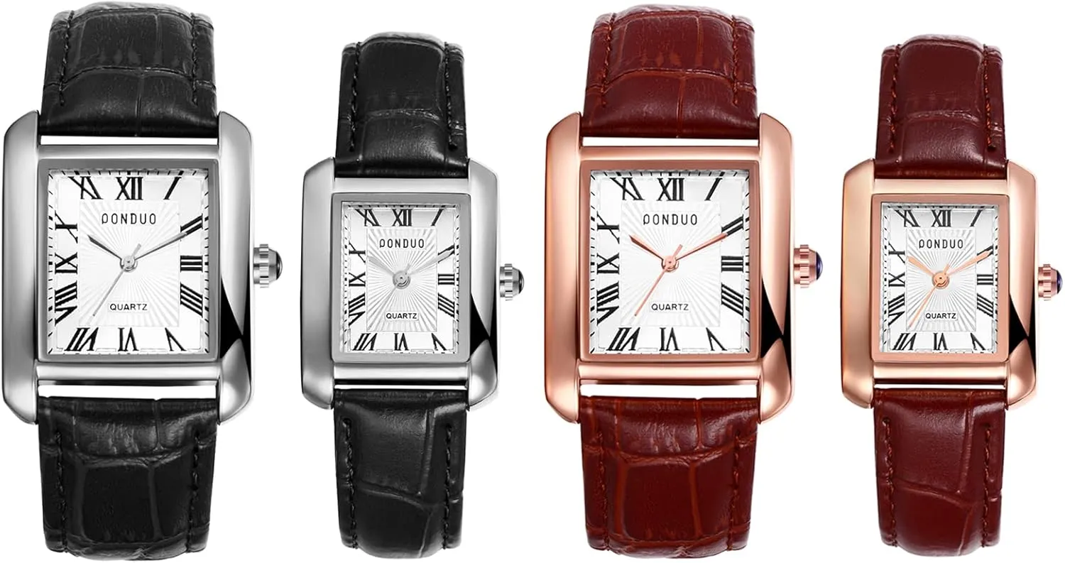 Avaner Men's Square Cuff Watch - Roman Numeral Couple Watches, Analog Quartz Retro Watch for Men and Women