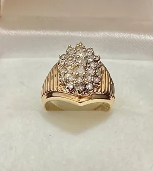 Beautiful Designer Solid Yellow Gold 29-Diamond Cluster Ring - $4K Appraisal Value w/CoA}