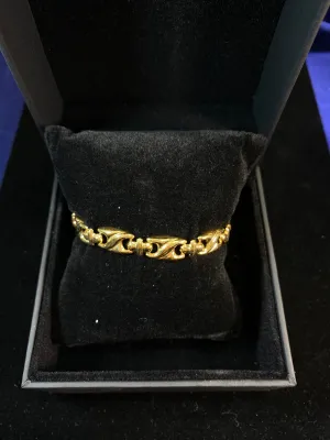 BEAUTIFUL Yellow Gold-tone S-Wave Designer Bracelet - $6K Appraisal Value! }