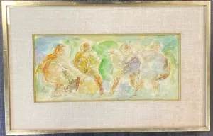 Beautifully Watercolor of Charles Burdick C.1970 "Four Musicians"- $3K APR w/CoA