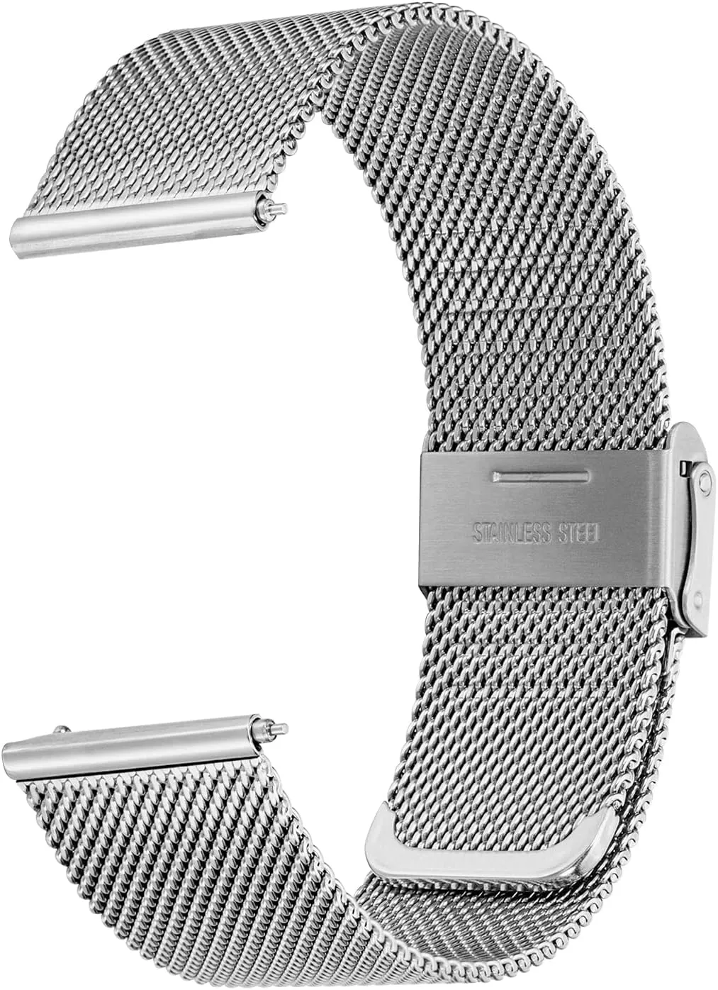 BERNY Stainless Steel Mesh Watch Band for Mens Women Quick Release Adjustable Watch Straps Thin Metal Bracelet with Safty Clasp 18mm 20mm 22mm, Silver/Black/Rose Gold