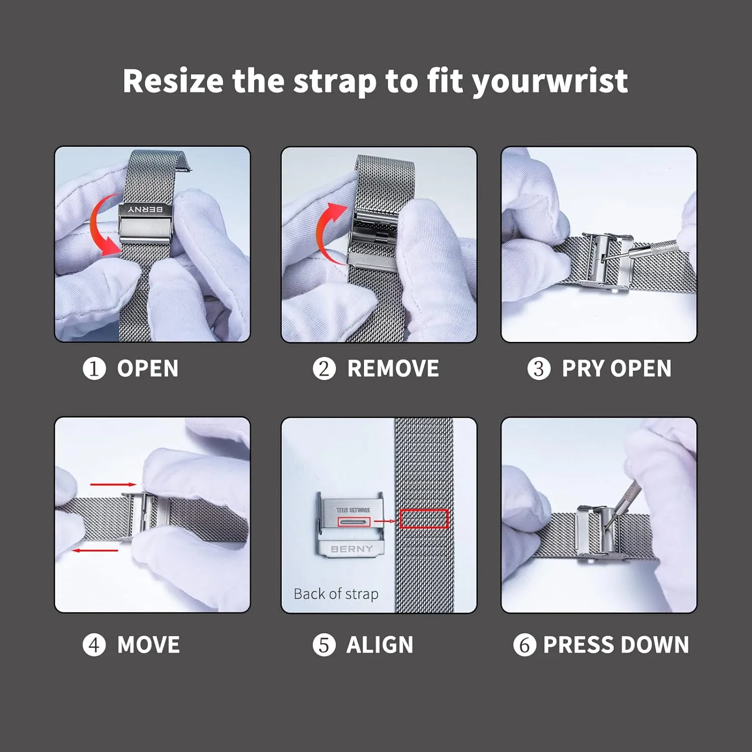 BERNY Stainless Steel Mesh Watch Band for Mens Women Quick Release Adjustable Watch Straps Thin Metal Bracelet with Safty Clasp 18mm 20mm 22mm, Silver/Black/Rose Gold