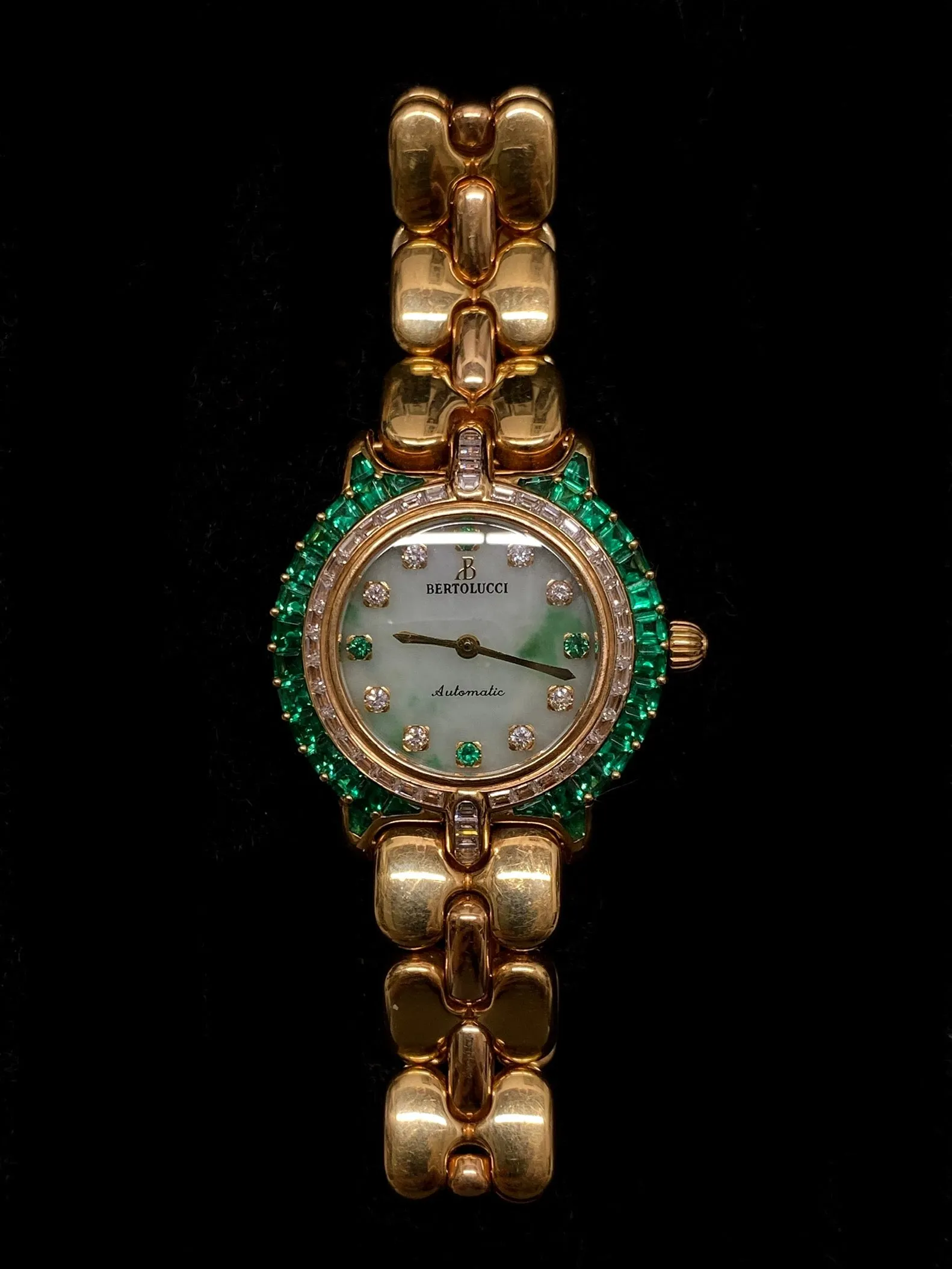 BERTOLUCCI Brand New Ladies 18K YG, Diamond, & Emerald Watch - $200K APR w/ COA!