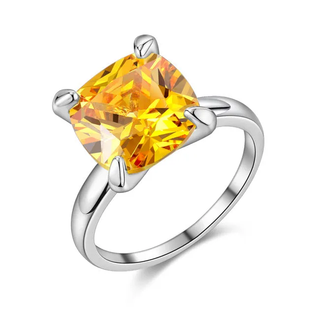Big AAA Zircon Jewelry Gold Color Finger Ring Bijouterie Women Wedding The Ring Bague 18KR011
