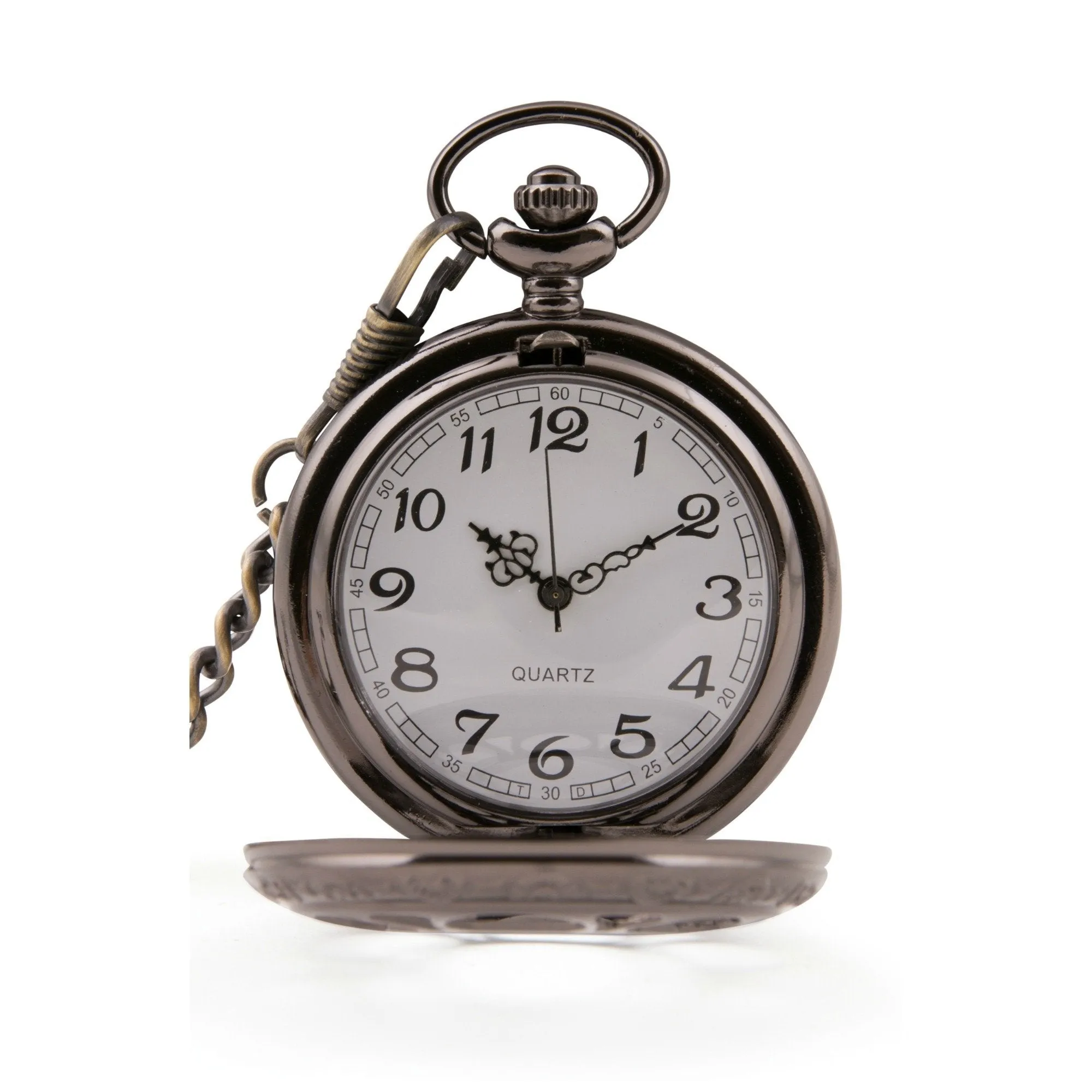 Black Cut Out Quartz Pocket Watch