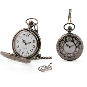 Black Cut Out Quartz Pocket Watch