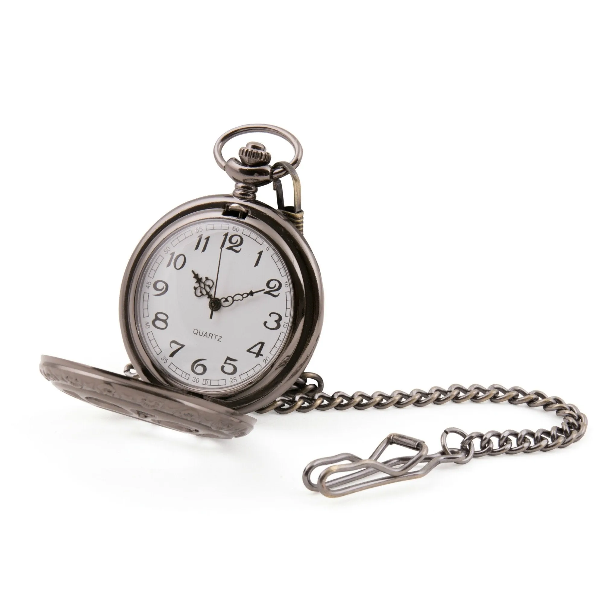 Black Cut Out Quartz Pocket Watch