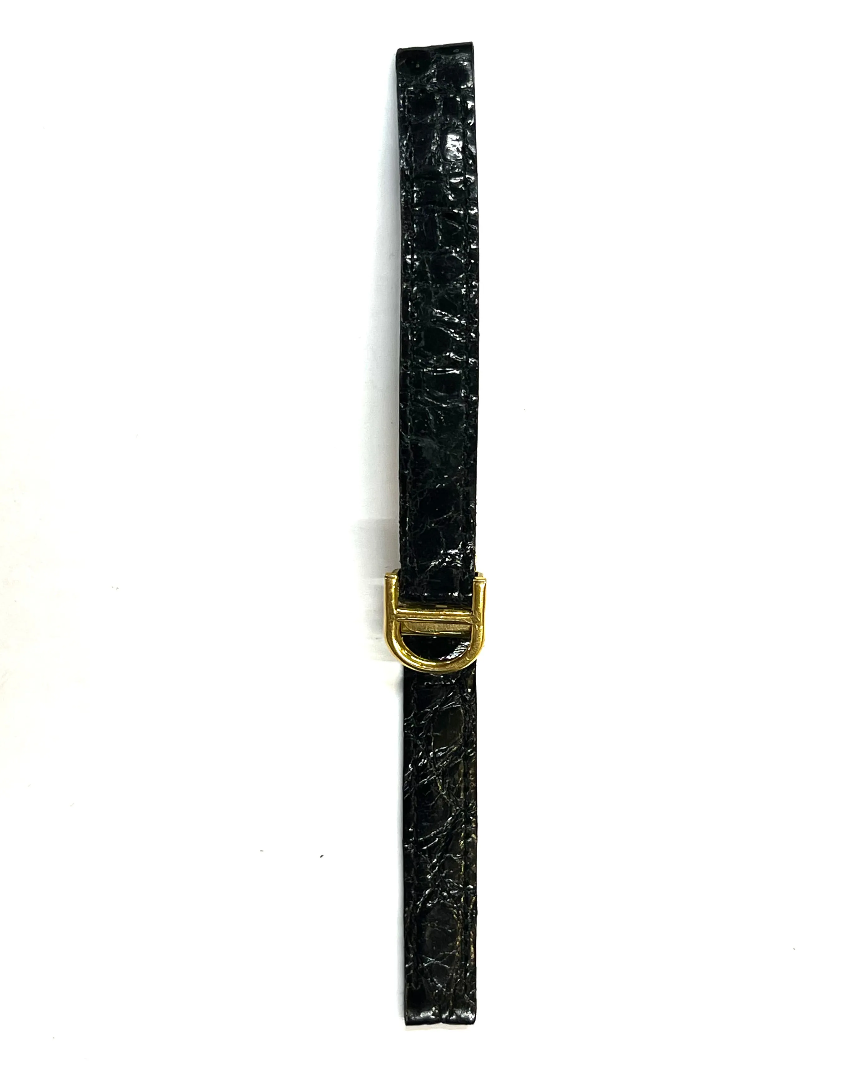 Black Genuine Crocodile On Calf Watch Strap - $500 APR w/ CoA!