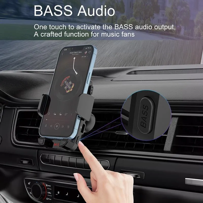 Bluetooth 5.0 Car Mp3 Player Fm Transmitter & Phone Holder