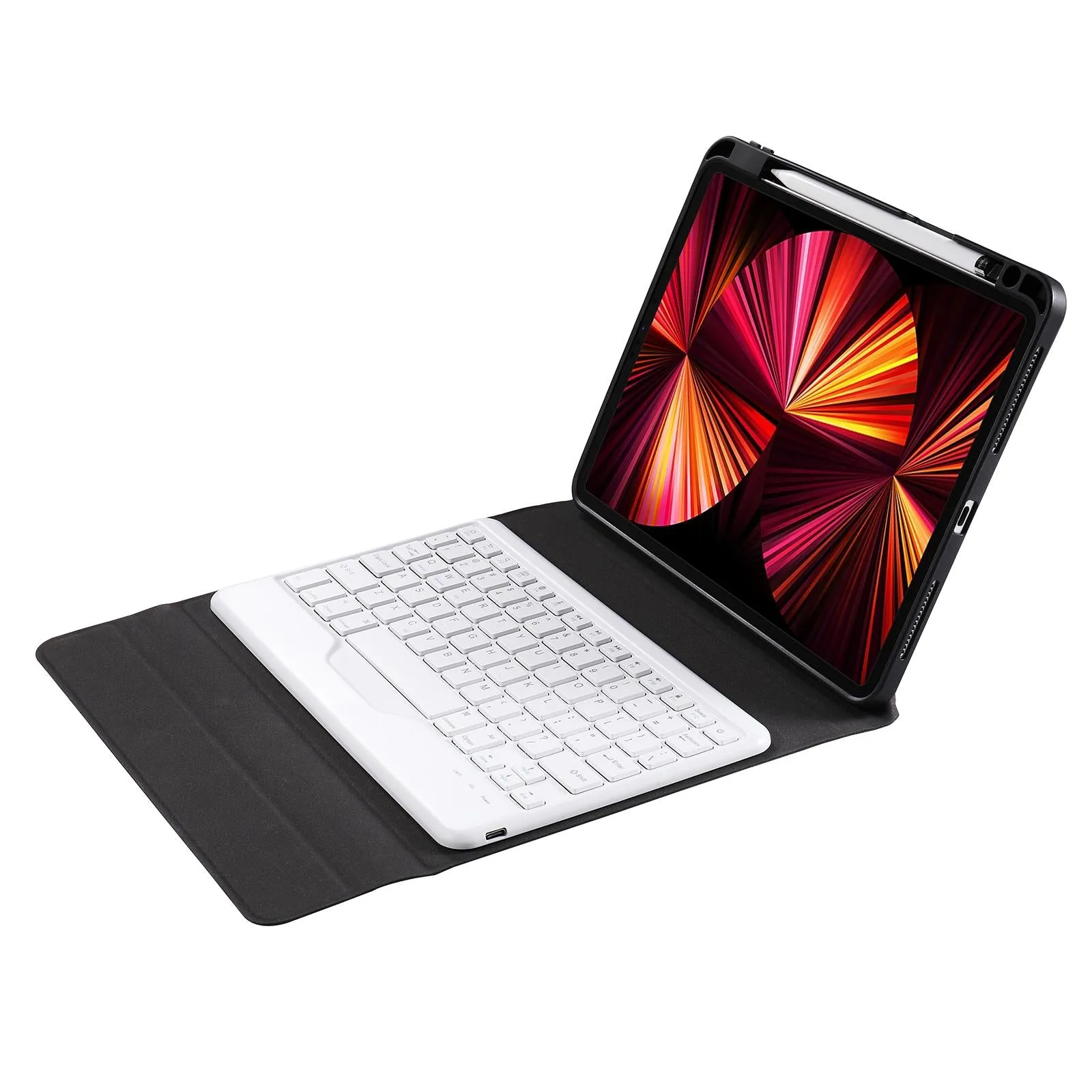 Bluetooth Keyboard Leather Case For Ipad 9.7 With Triangle Holder & Pen Slot