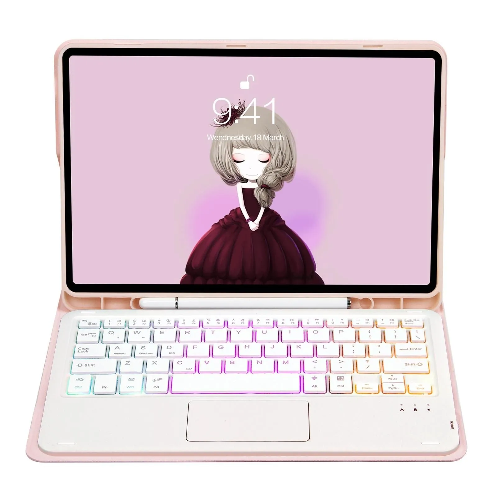 Bluetooth Keyboard Leather Tablet Case For Ipad 10.2 / 10.5 / Air 2019 With Touch Pad & Backlight