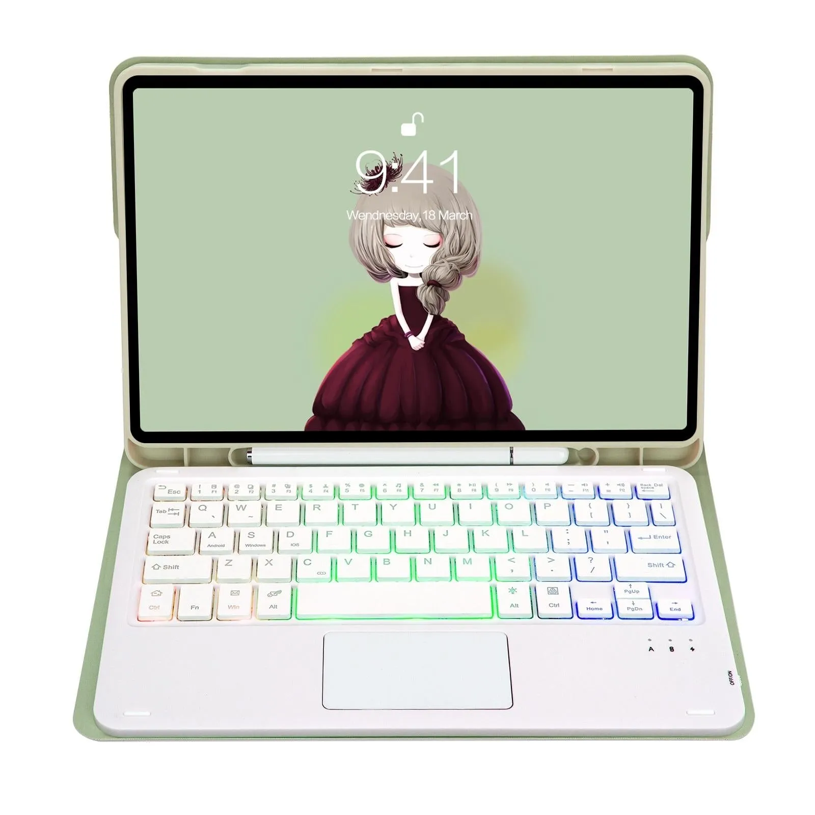 Bluetooth Keyboard Leather Tablet Case For Ipad 10.2 / 10.5 / Air 2019 With Touch Pad & Backlight