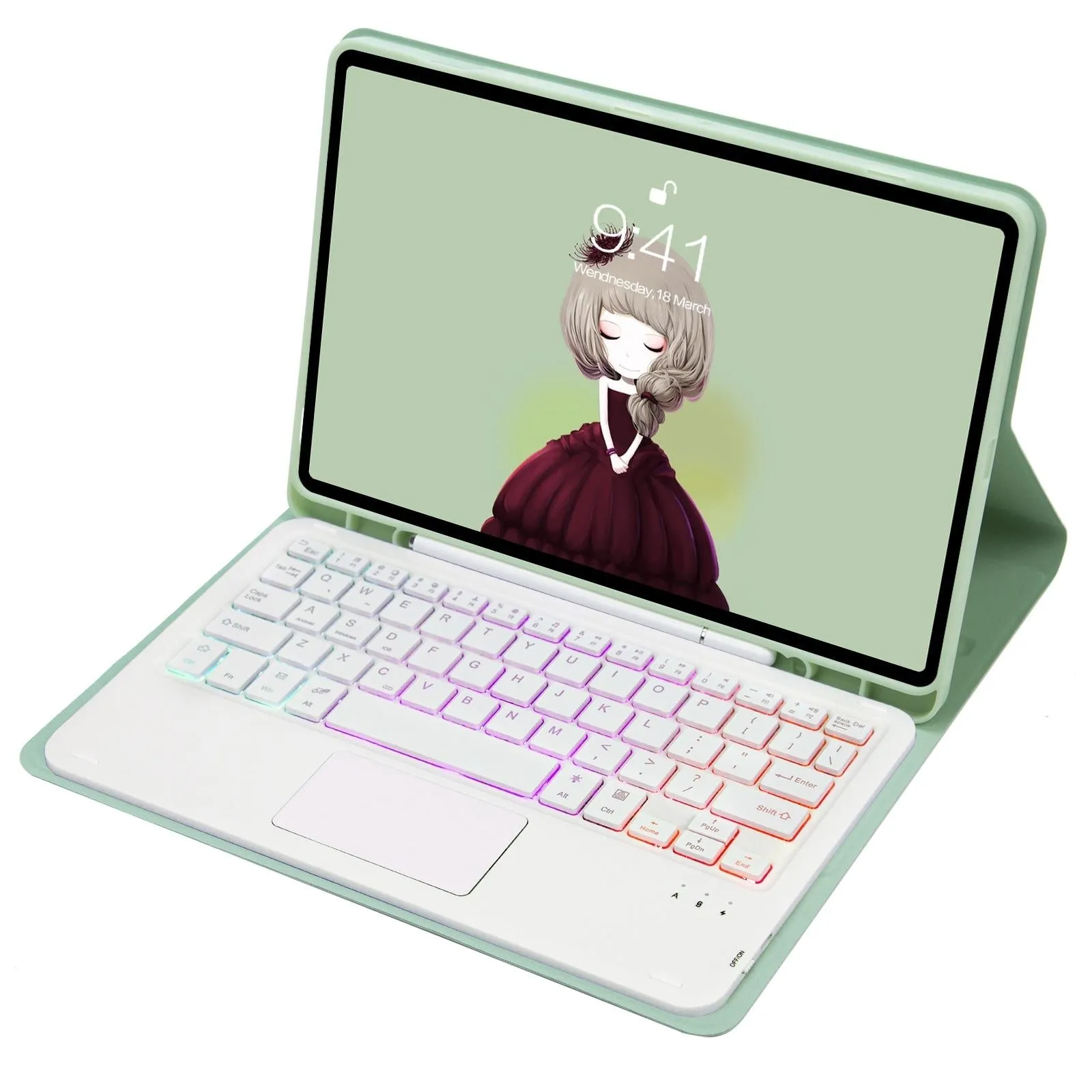 Bluetooth Keyboard Leather Tablet Case For Ipad 10.2 / 10.5 / Air 2019 With Touch Pad & Backlight