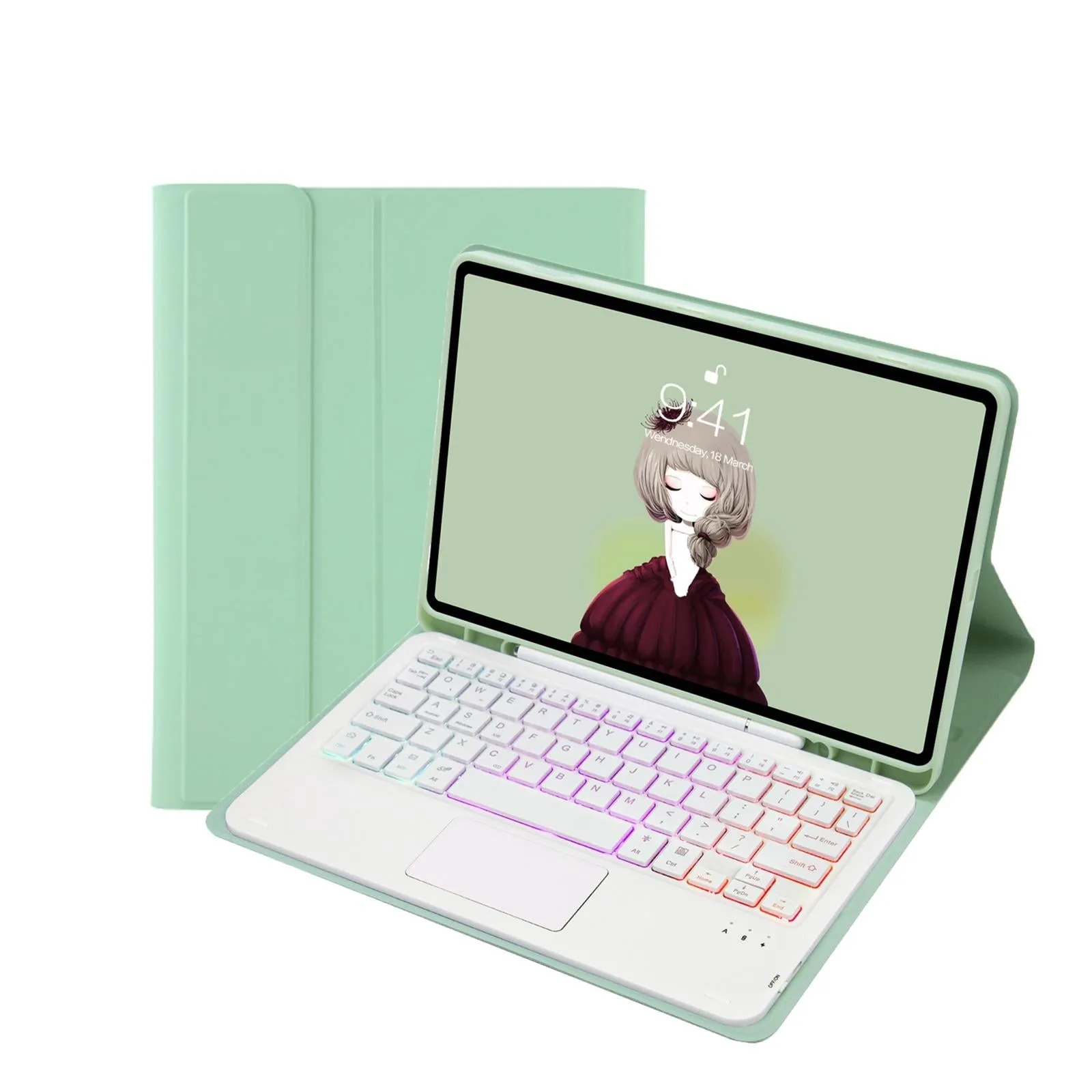 Bluetooth Keyboard Leather Tablet Case For Ipad 10.2 / 10.5 / Air 2019 With Touch Pad & Backlight