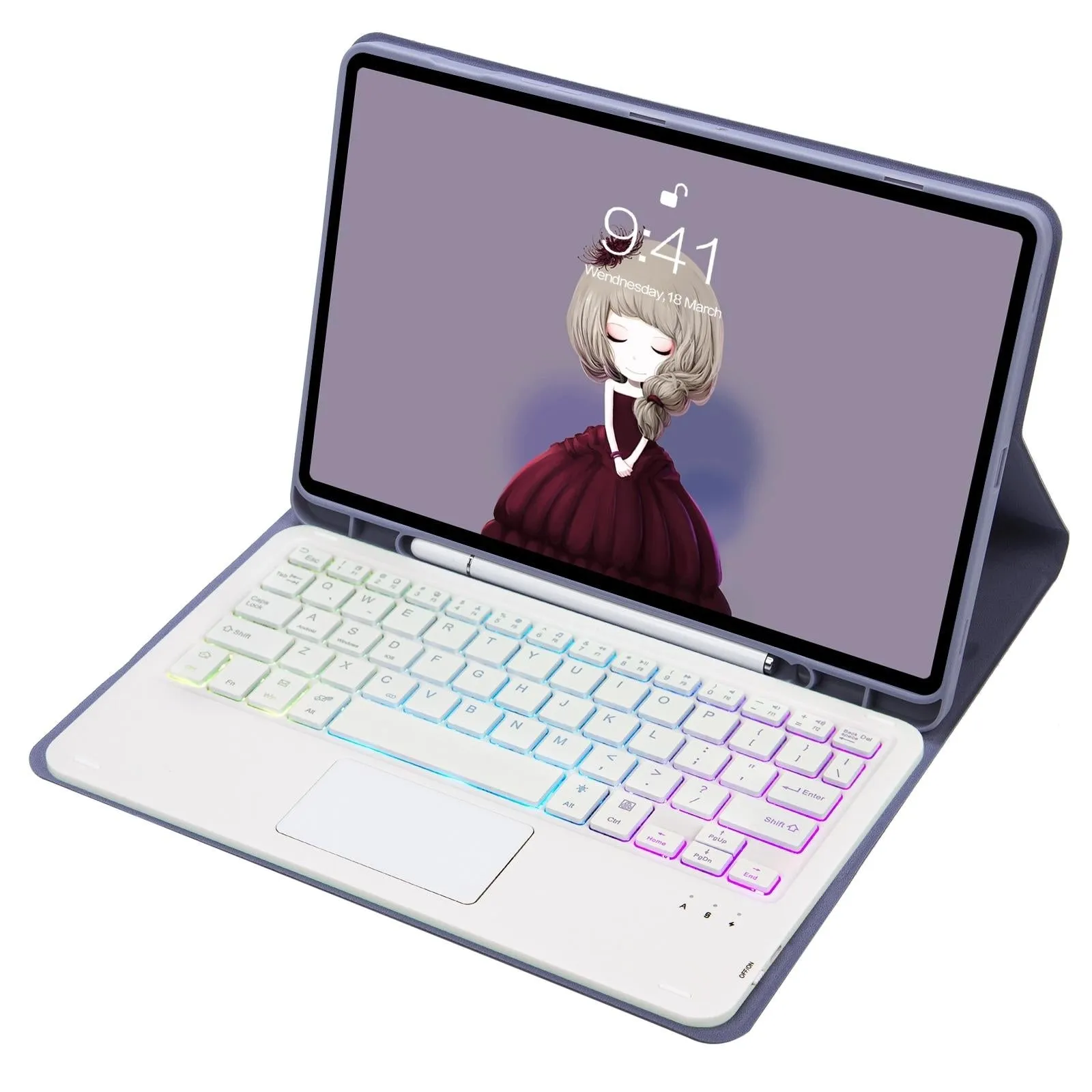 Bluetooth Keyboard Leather Tablet Case For Ipad 10.2 / 10.5 / Air 2019 With Touch Pad & Backlight