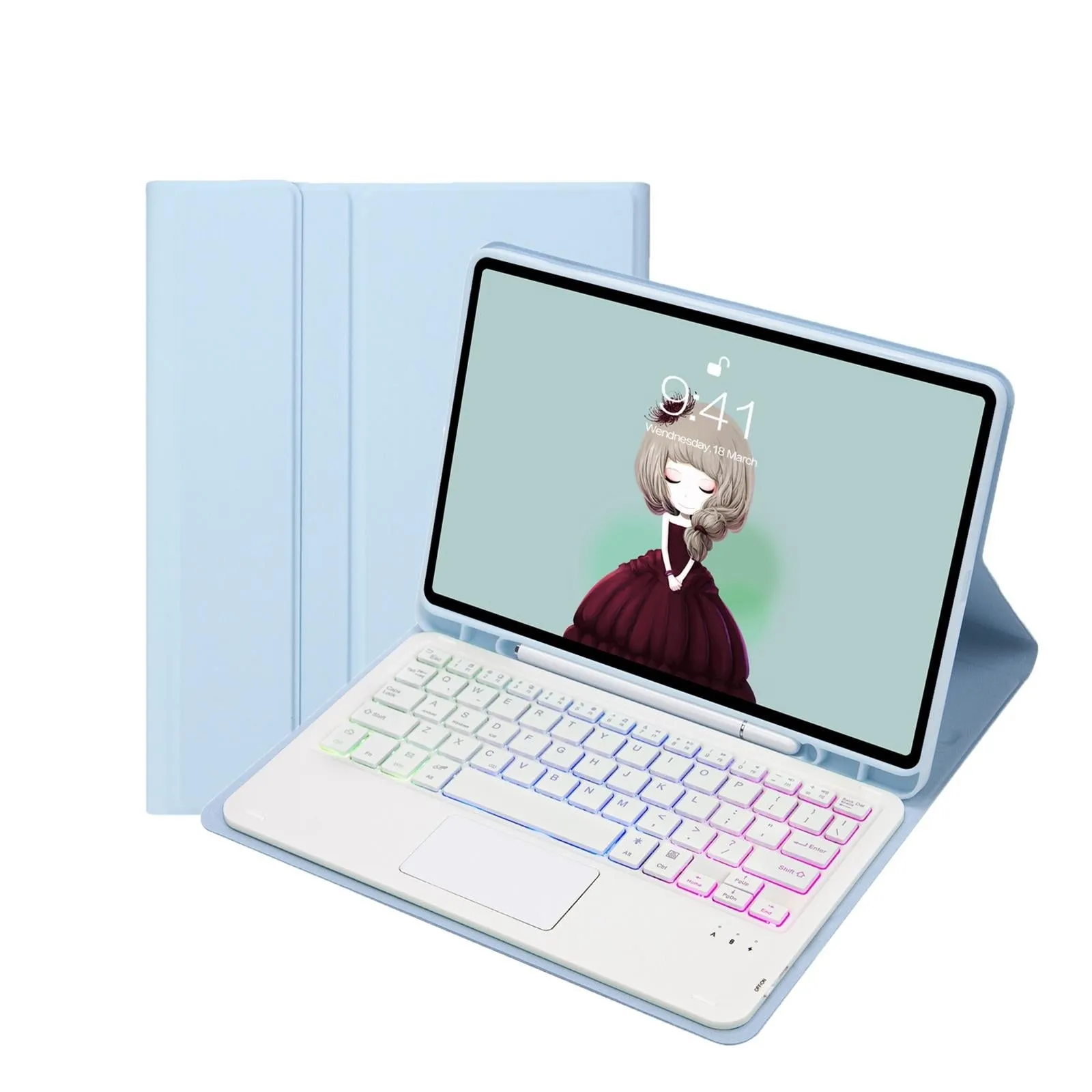 Bluetooth Keyboard Leather Tablet Case For Ipad 10.2 / 10.5 / Air 2019 With Touch Pad & Backlight