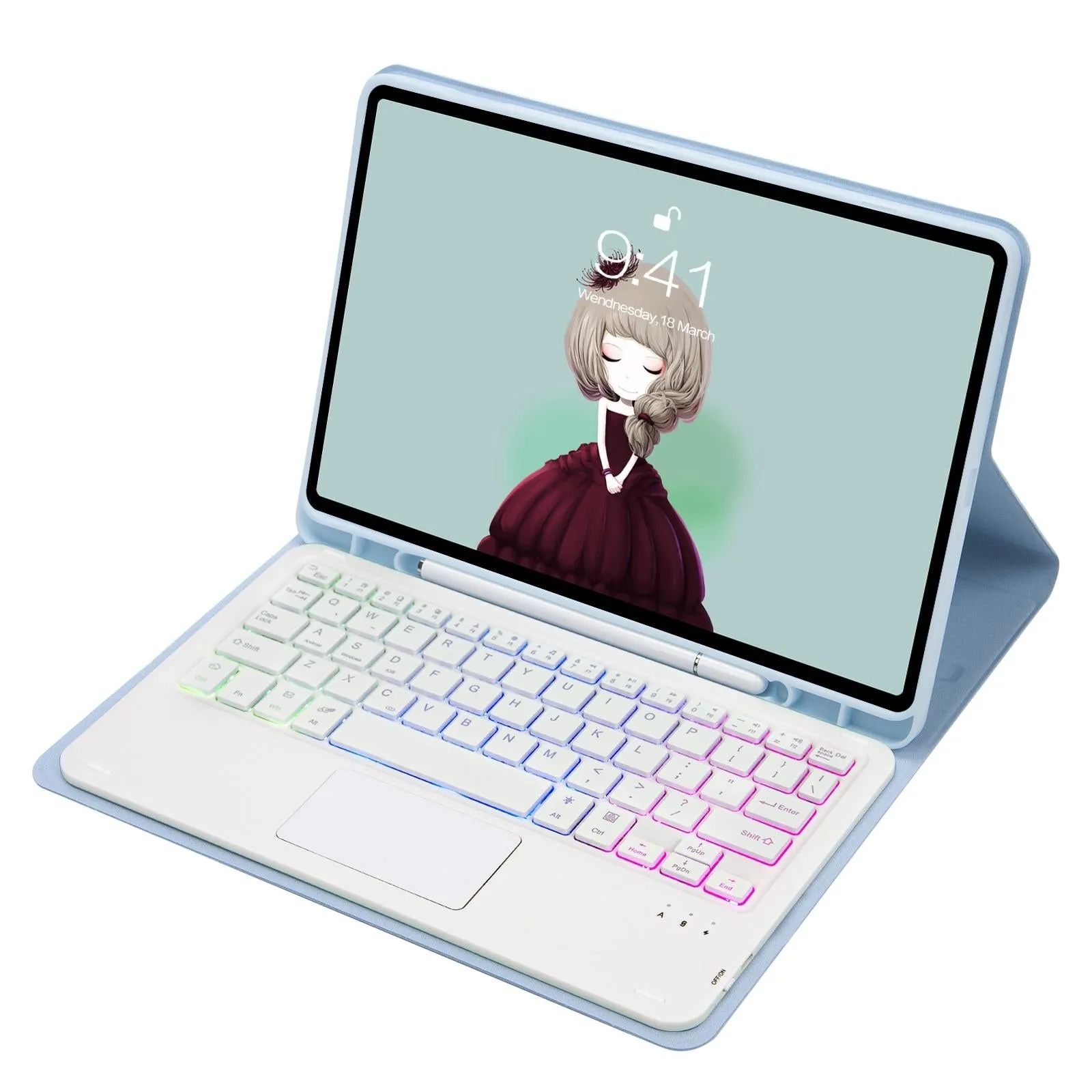 Bluetooth Keyboard Leather Tablet Case For Ipad 10.2 / 10.5 / Air 2019 With Touch Pad & Backlight