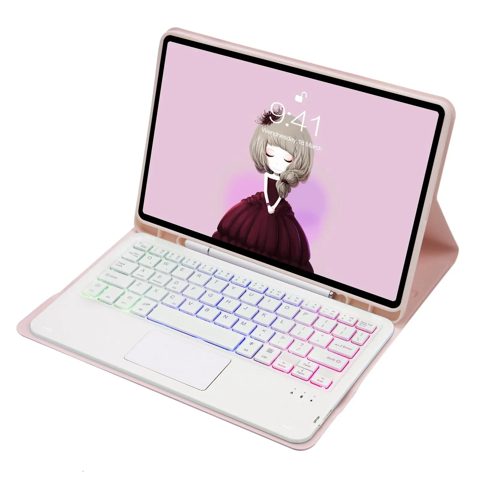 Bluetooth Keyboard Leather Tablet Case For Ipad 10.2 / 10.5 / Air 2019 With Touch Pad & Backlight