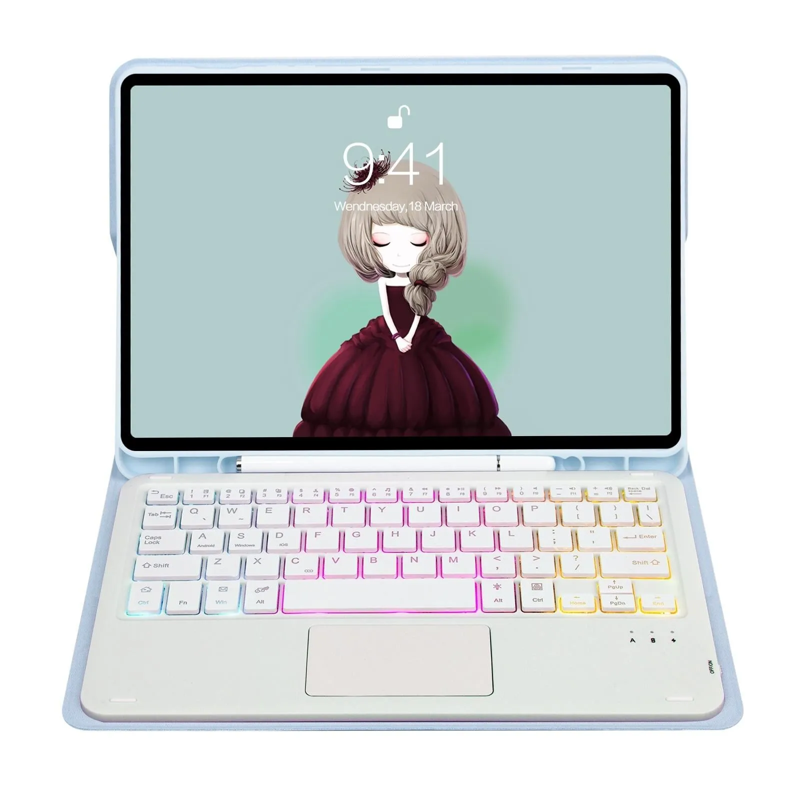 Bluetooth Keyboard Leather Tablet Case For Ipad 10.2 / 10.5 / Air 2019 With Touch Pad & Backlight