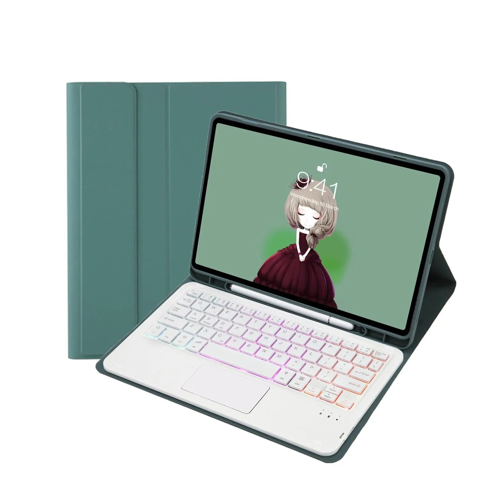 Bluetooth Keyboard Leather Tablet Case For Ipad 10.2 / 10.5 / Air 2019 With Touch Pad & Backlight