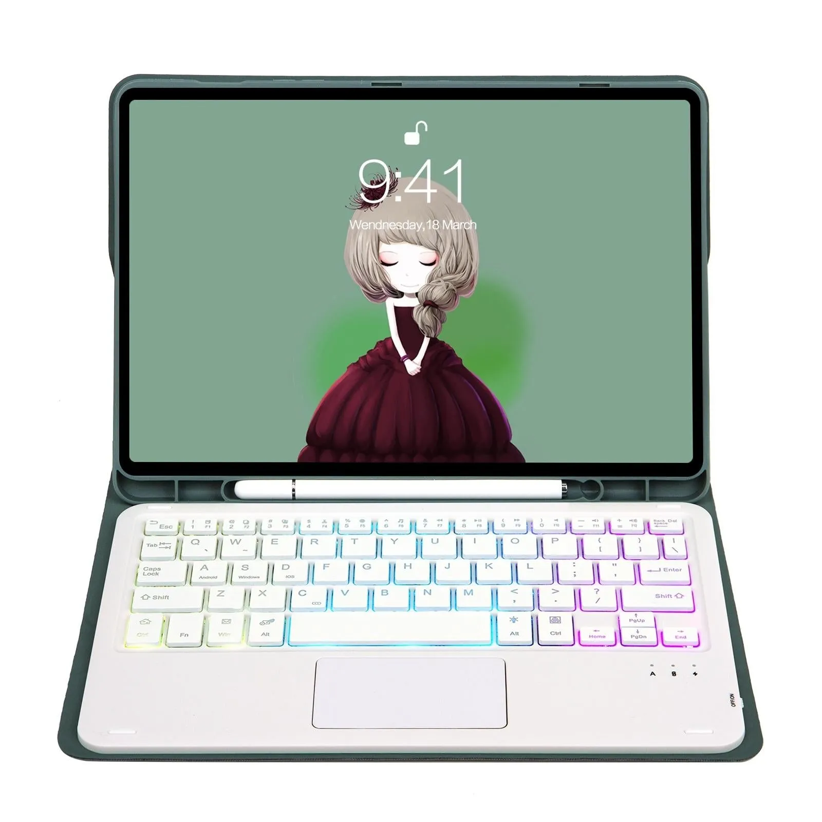 Bluetooth Keyboard Leather Tablet Case For Ipad 10.2 / 10.5 / Air 2019 With Touch Pad & Backlight