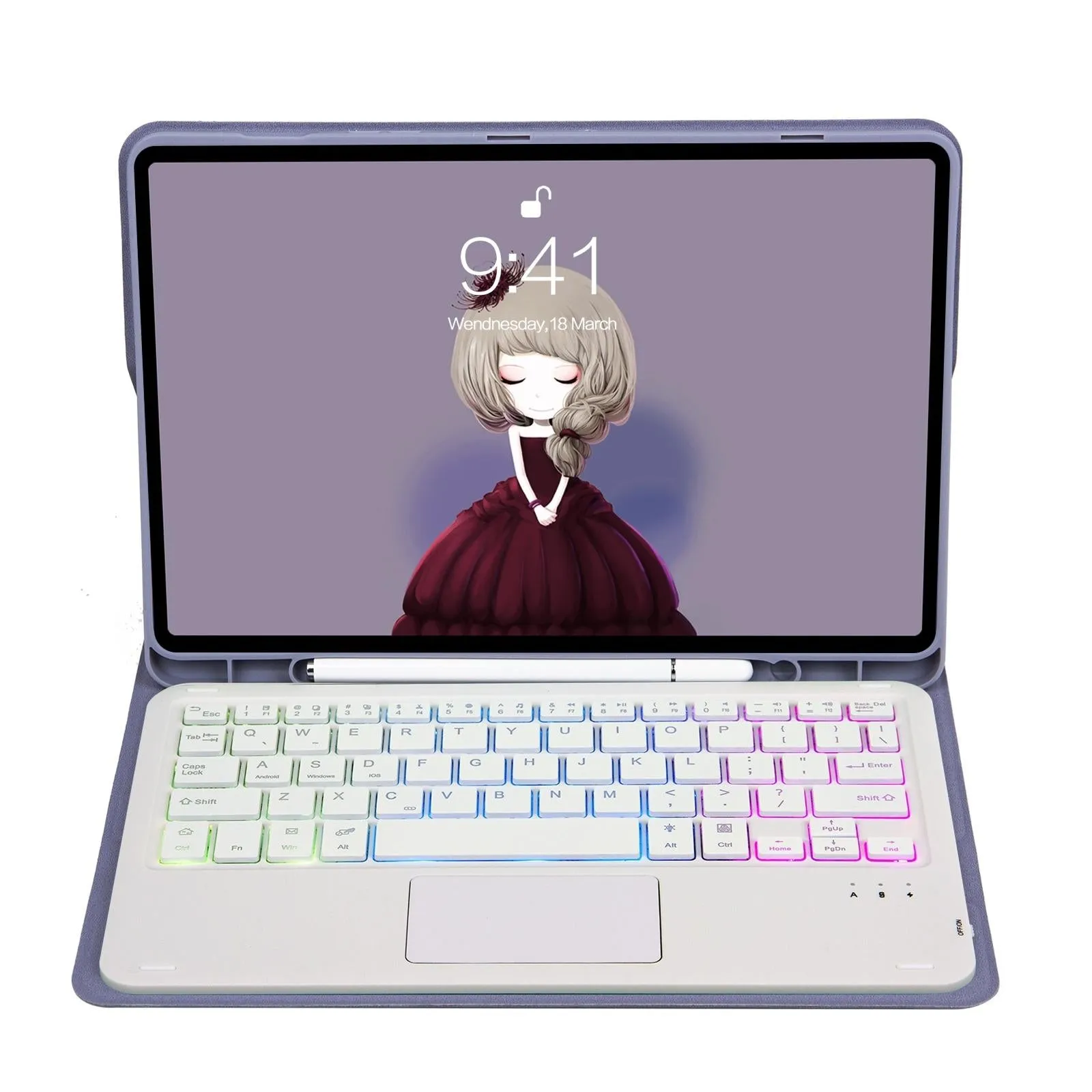 Bluetooth Keyboard Leather Tablet Case For Ipad 10.2 / 10.5 / Air 2019 With Touch Pad & Backlight