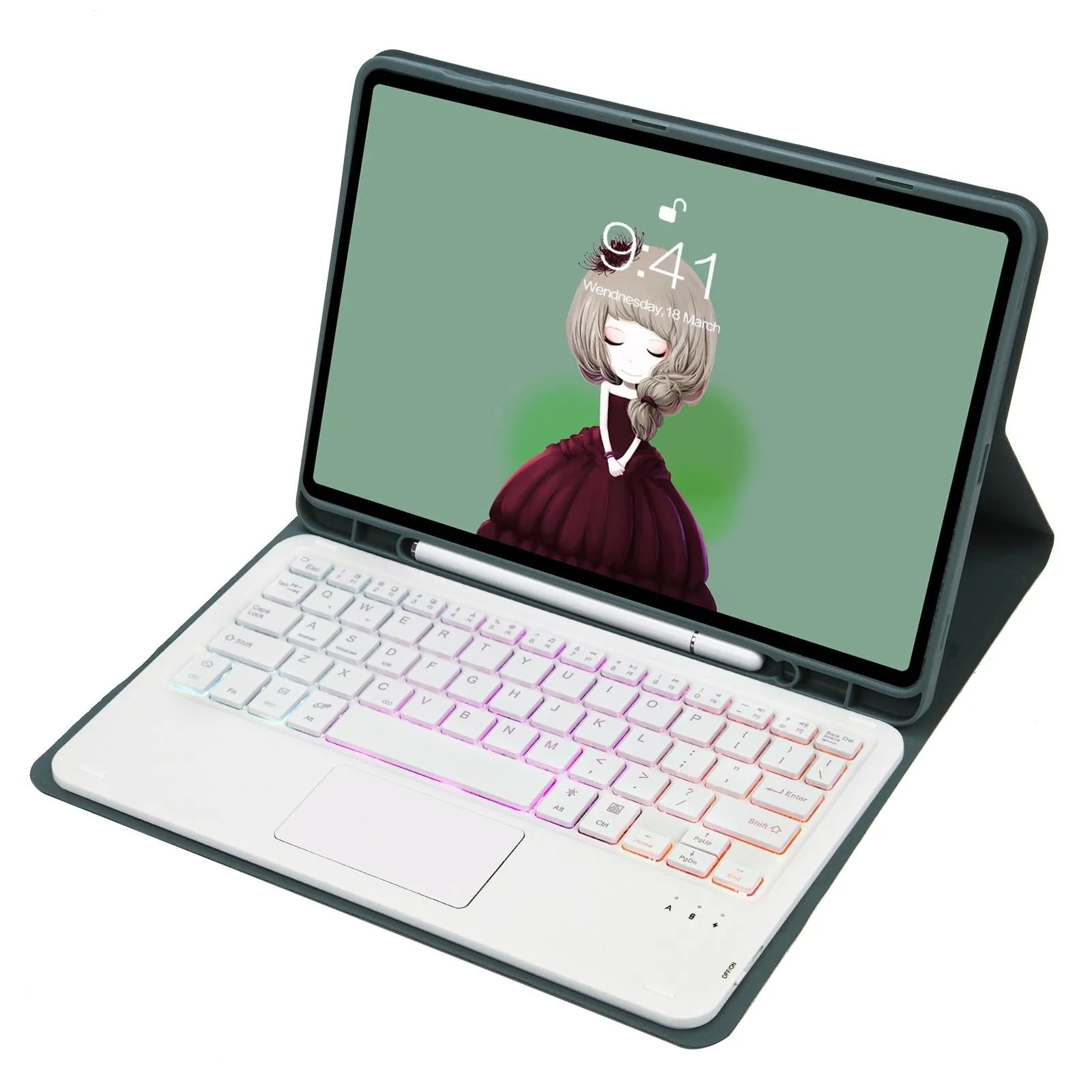 Bluetooth Keyboard Leather Tablet Case For Ipad 10.2 / 10.5 / Air 2019 With Touch Pad & Backlight