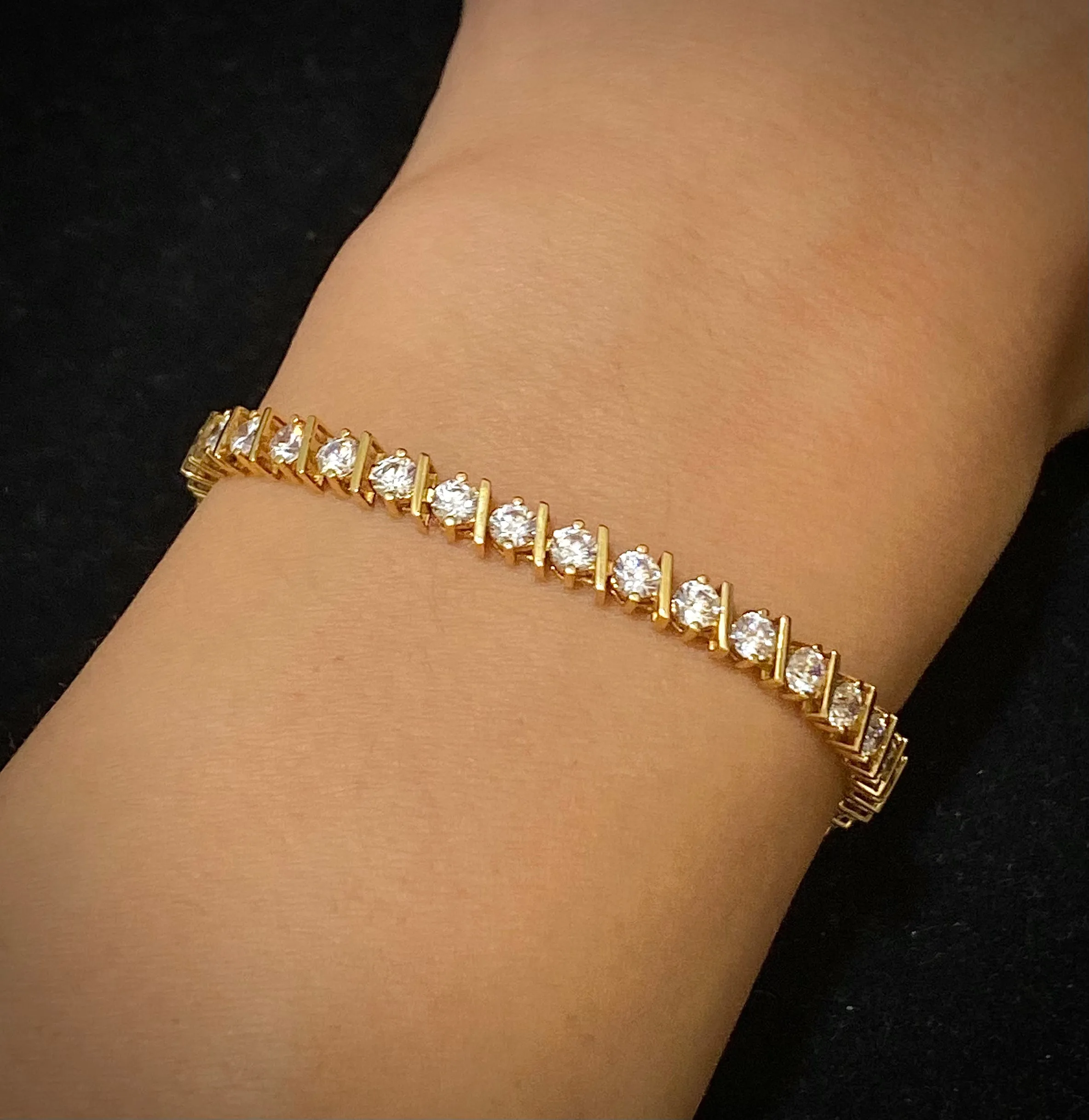 BRACELET Korean Designer’s Solid Yellow Gold w/40 Stones Tennis -$5K APR w/ CoA!