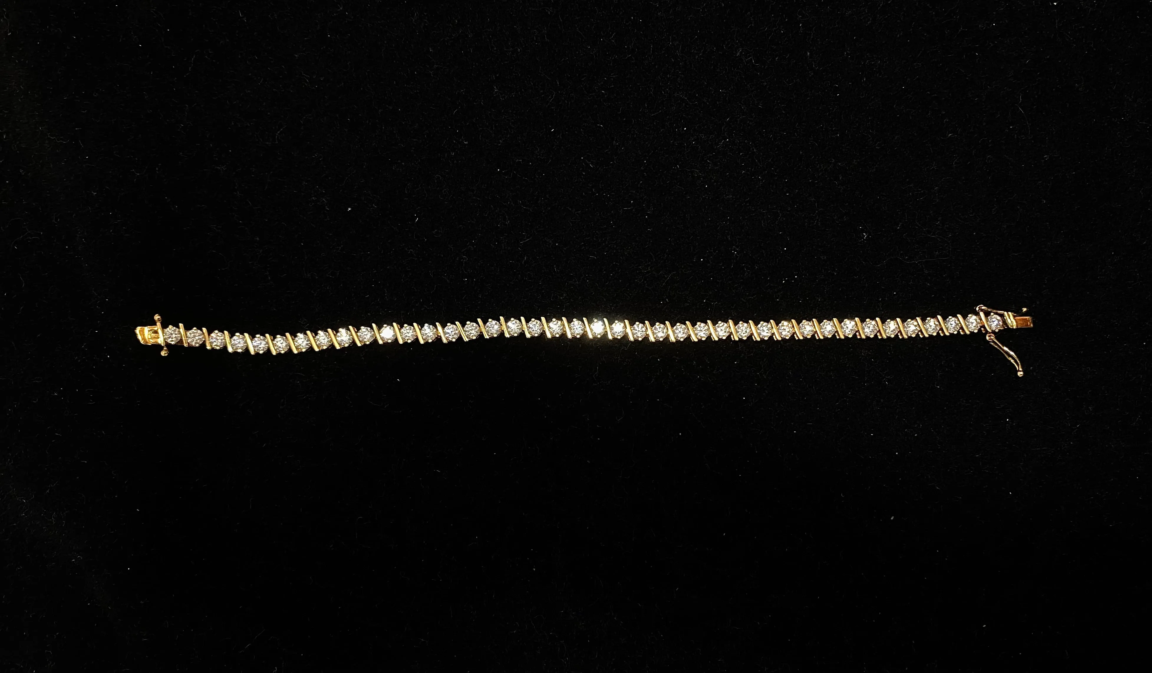 BRACELET Korean Designer’s Solid Yellow Gold w/40 Stones Tennis -$5K APR w/ CoA!