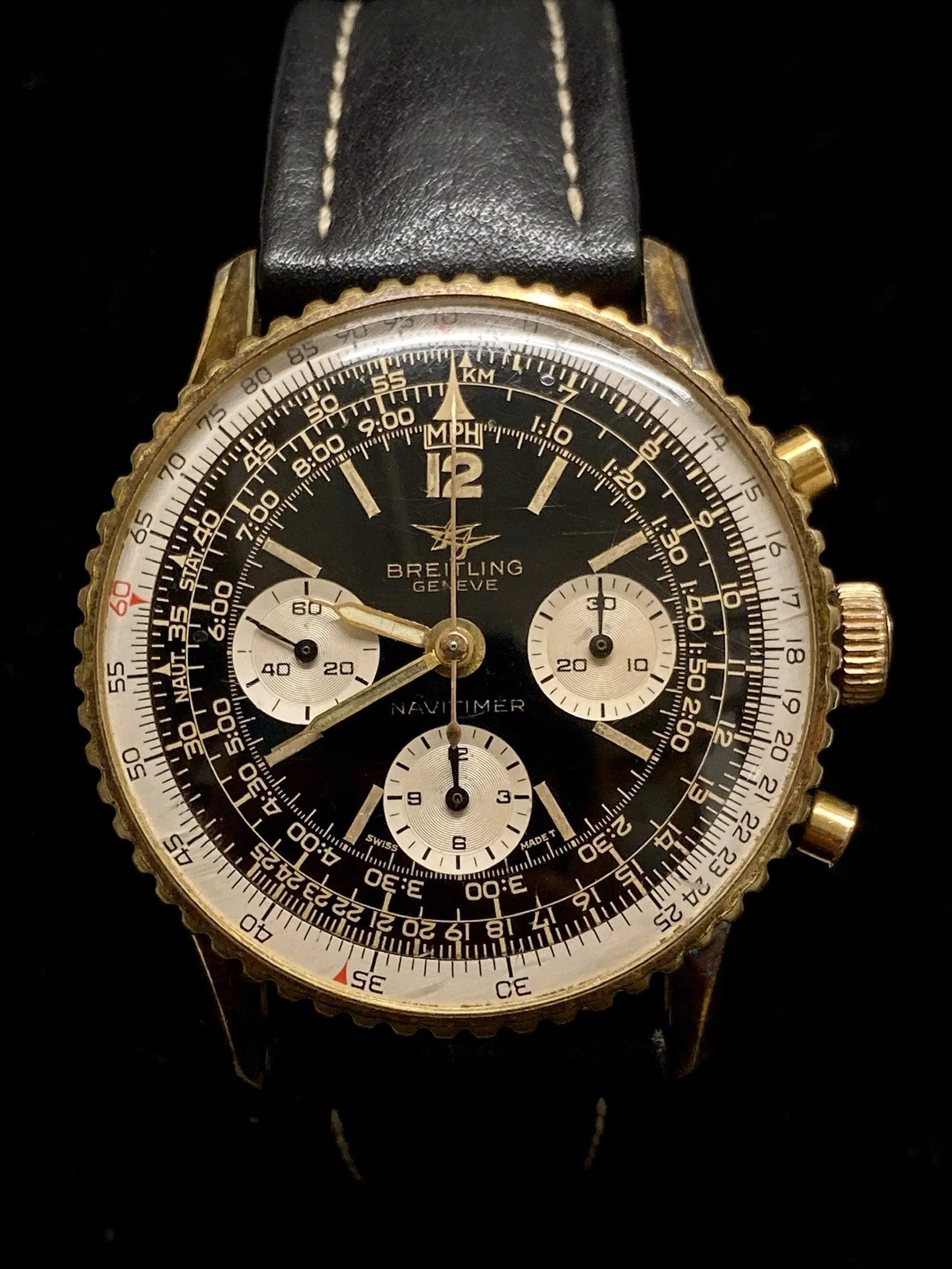 BREITLING 18K Yellow Gold Navitimer Cosmonaute Manual Ref. #806 - $15K Appraisal Value! ✓