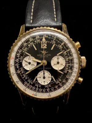 BREITLING 18K Yellow Gold Navitimer Cosmonaute Manual Ref. #806 - $15K Appraisal Value! ✓