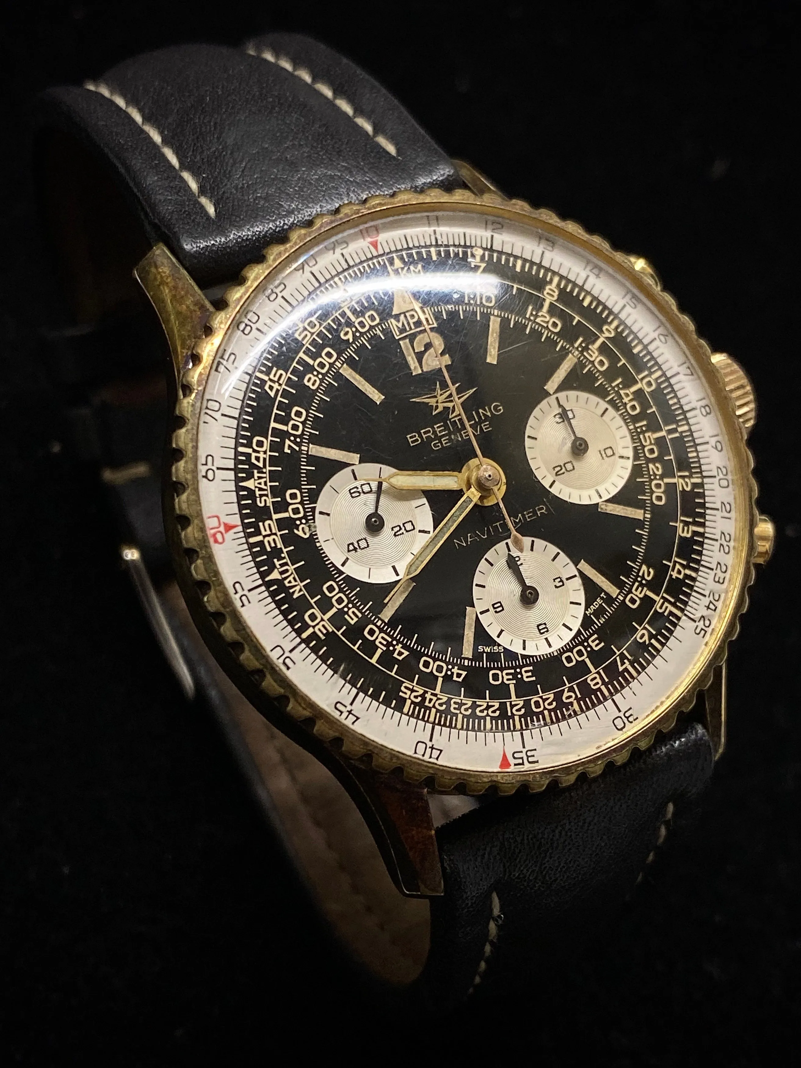 BREITLING 18K Yellow Gold Navitimer Cosmonaute Manual Ref. #806 - $15K Appraisal Value! ✓