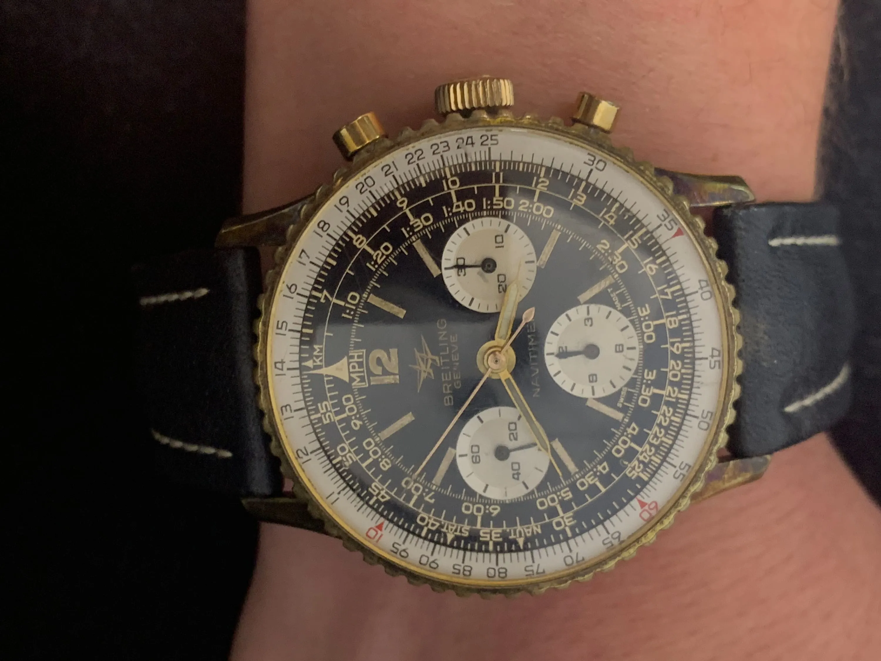 BREITLING 18K Yellow Gold Navitimer Cosmonaute Manual Ref. #806 - $15K Appraisal Value! ✓