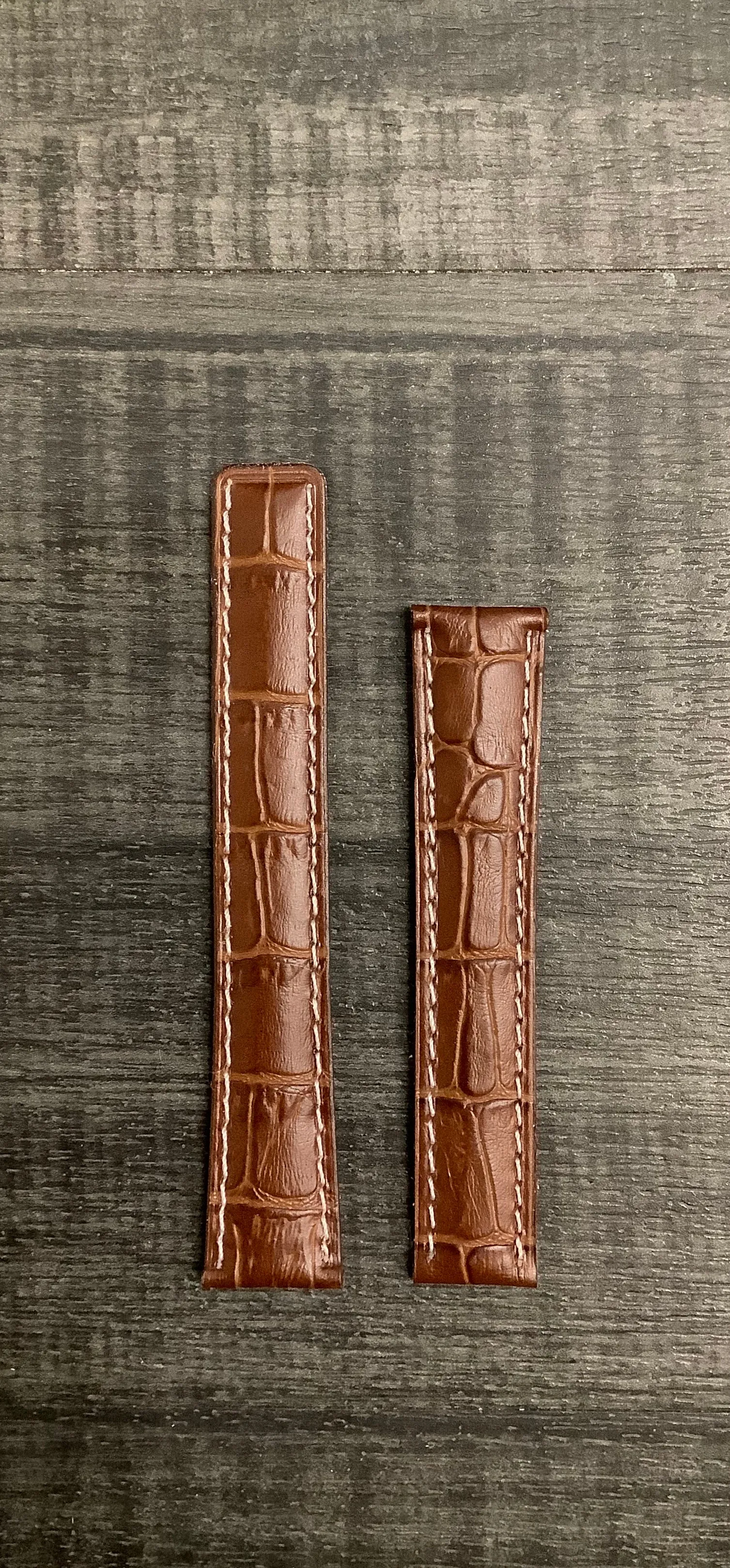 Breitling-style Brown Padded Crocodile Leather Watch Strap for Deployment Buckle - $600 APR VALUE w/ CoA! ✓