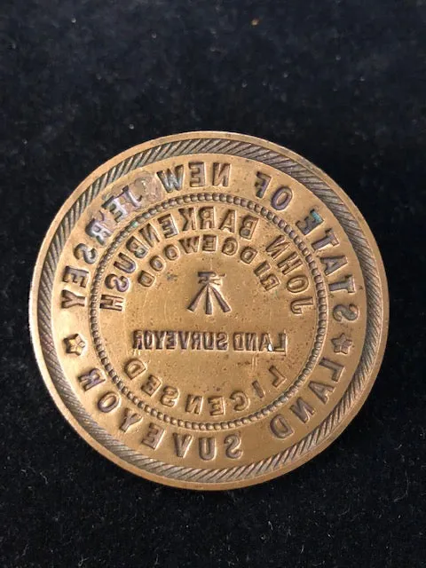 Bronze Surveyors Embossed Seal, New Jersey, 40 years ago w/ COA $1K Apr.