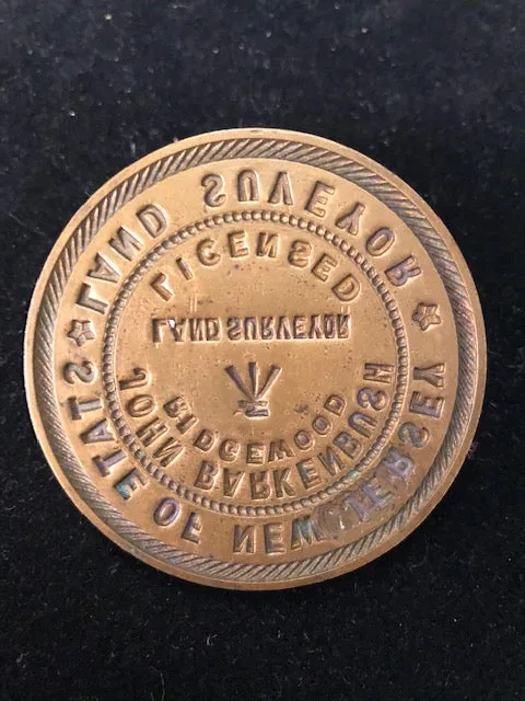 Bronze Surveyors Embossed Seal, New Jersey, 40 years ago w/ COA $1K Apr.