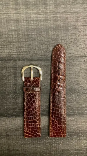 Brown Padded Crocodile Watch Strap w/ Accent Stitching - $500 APR VALUE w/ CoA! ✓