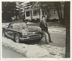 BRUCE SPRINGSTEEN 1979 SIGNED PHOTO IN NEW JERSEY BY A CORVETTE - $30K APR w CoA